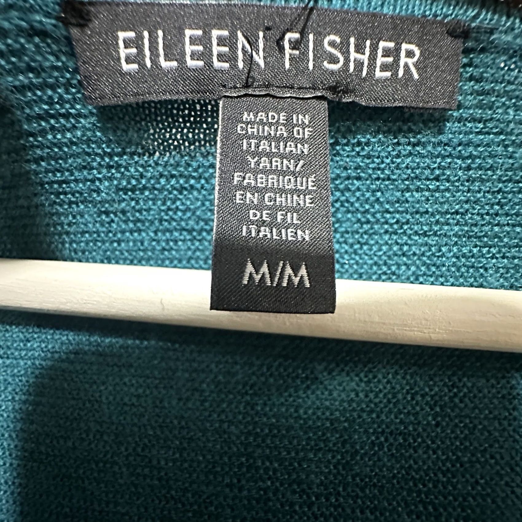 Eileen Fisher Eileen Fisher Women's Teal Blue 100% Merino Wool V-neck Pullover Sweater Size M Size M / US 6-8 / IT 42-44 - 3 Thumbnail