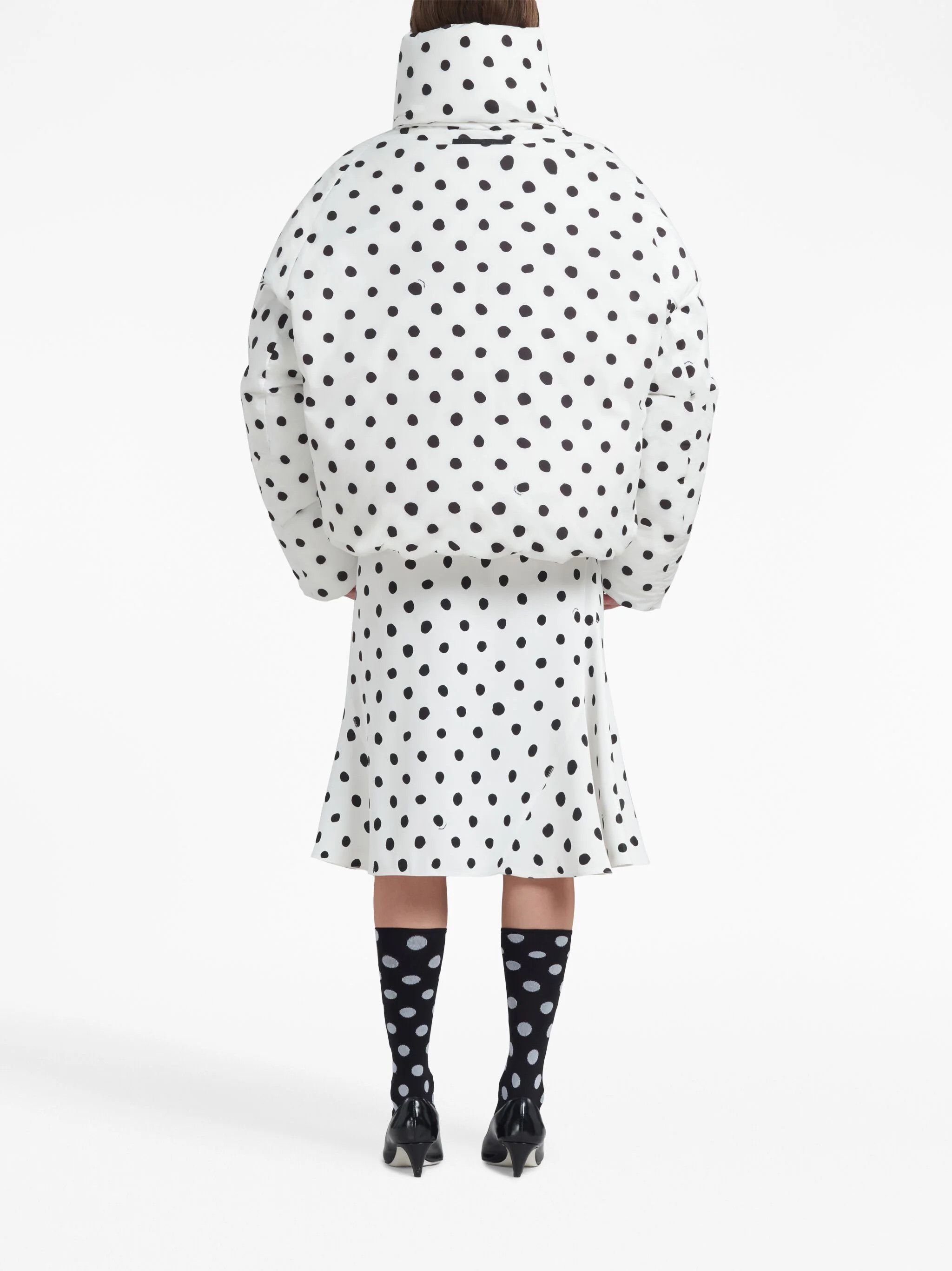 Marni o1w1db10824 Polka Dots Puffer Jacket in White Black Size S / US 4 / IT 40 - 3 Thumbnail