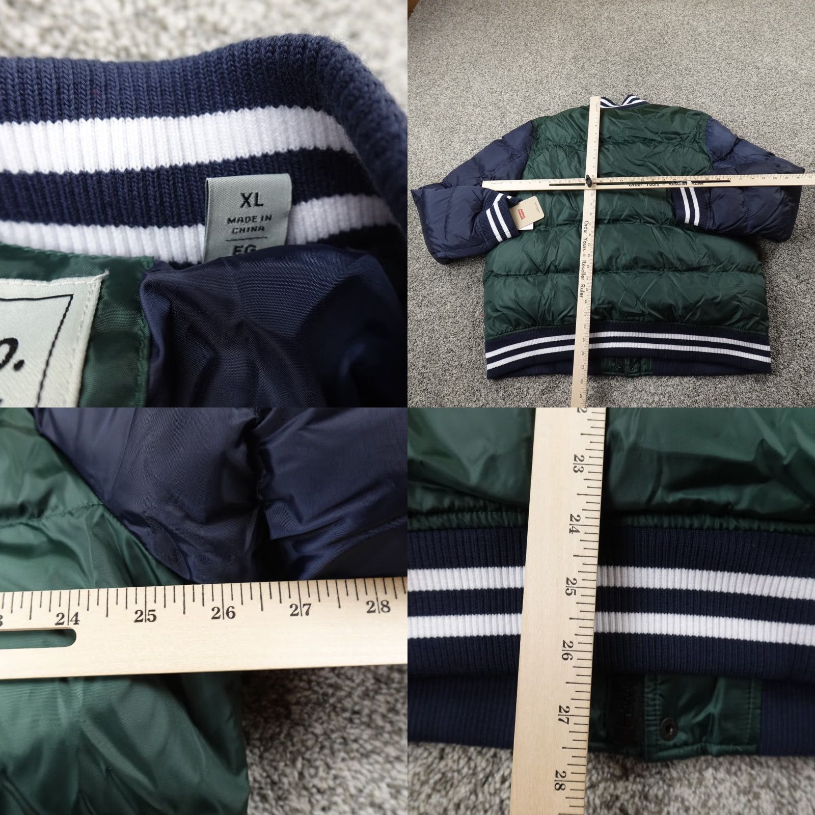 Levi's VINTAGE Levis Jacket Mens XL Green Blue Puffer Coat Varsity Quilted Insulated Size US XL / EU 56 / 4 - 8 Thumbnail
