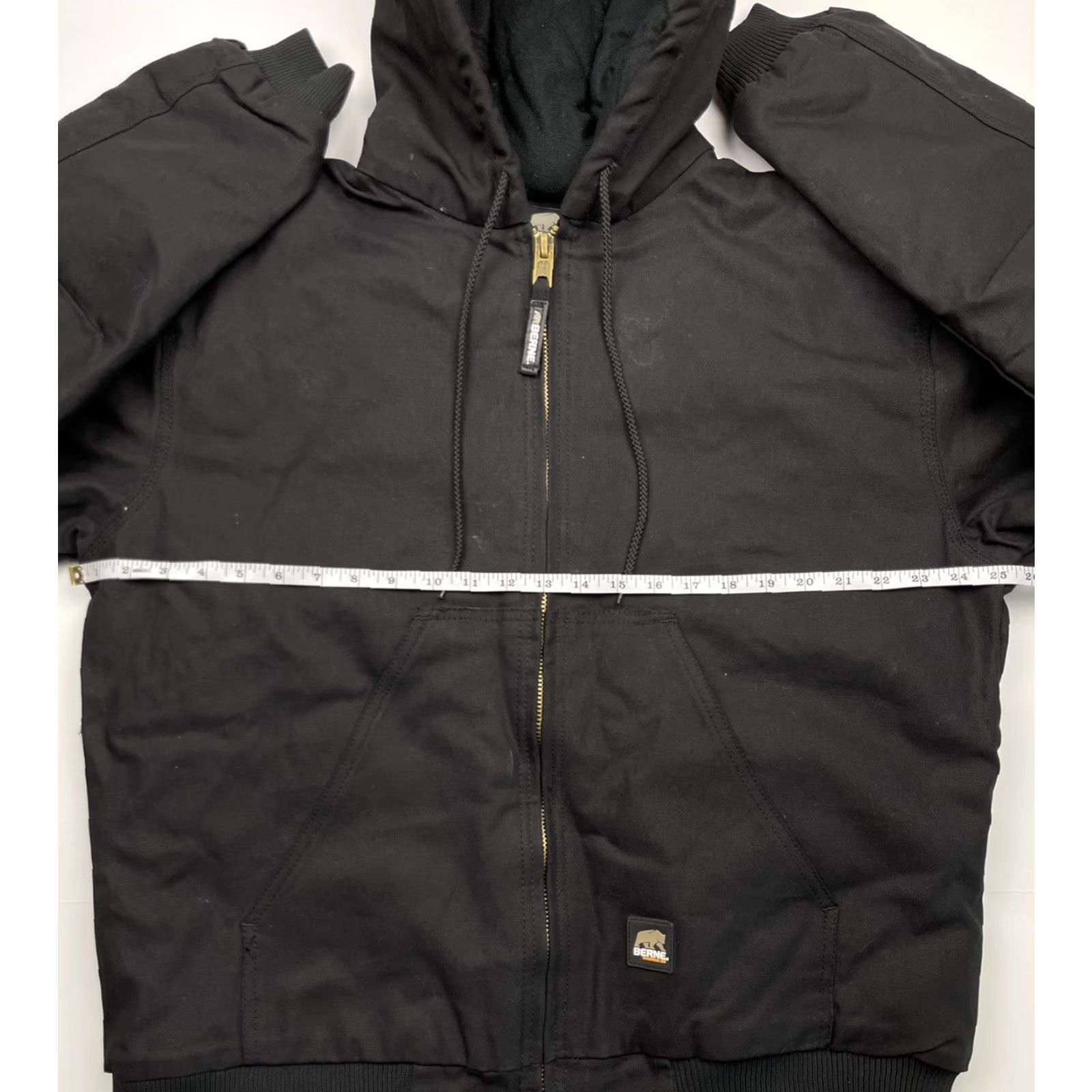 Vintage Berne Mens Sz L Jacket Black Duck Canvas Fleece Lined Hooded Work Farm Zip Cotton Blend USA Size US L / EU 52-54 / 3 - 6 Thumbnail