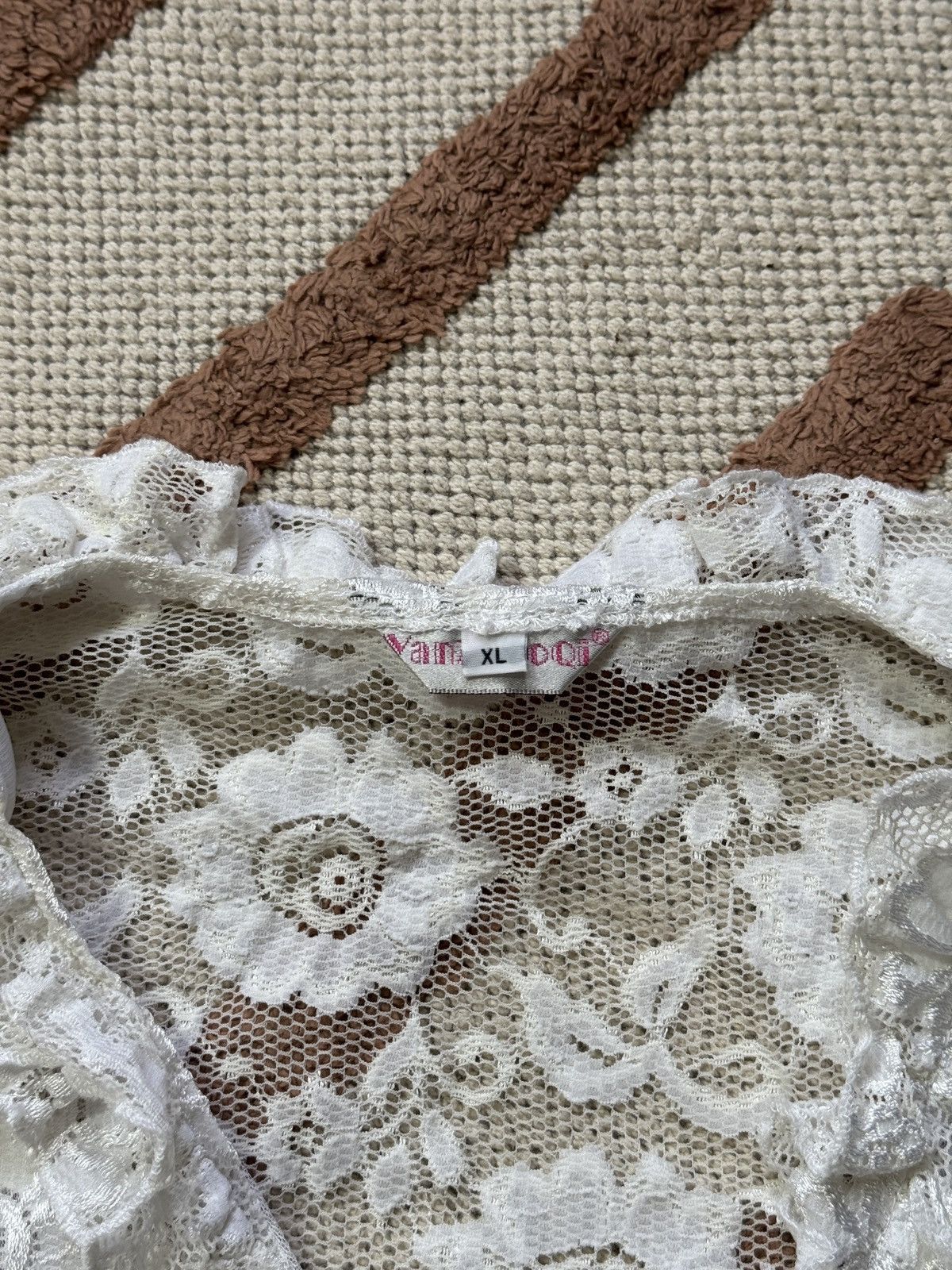 Japanese Brand × Vintage VINTAGE GUIPURE LACE MESH BLOUSE WITH RUFFLES Size XL / US 12-14 / IT 48-50 - 3 Thumbnail