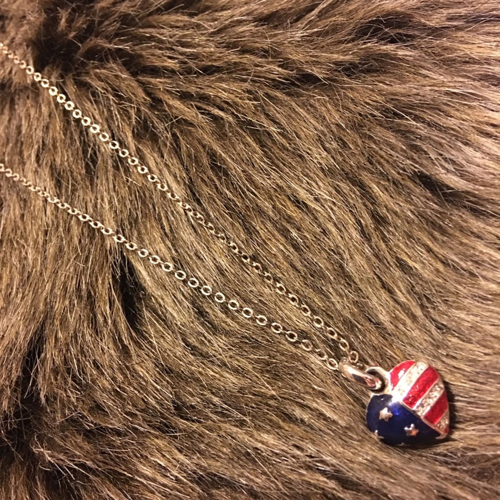 Jewelry American flag enamel heart rhinestone necklace Size ONE SIZE - 6 Thumbnail