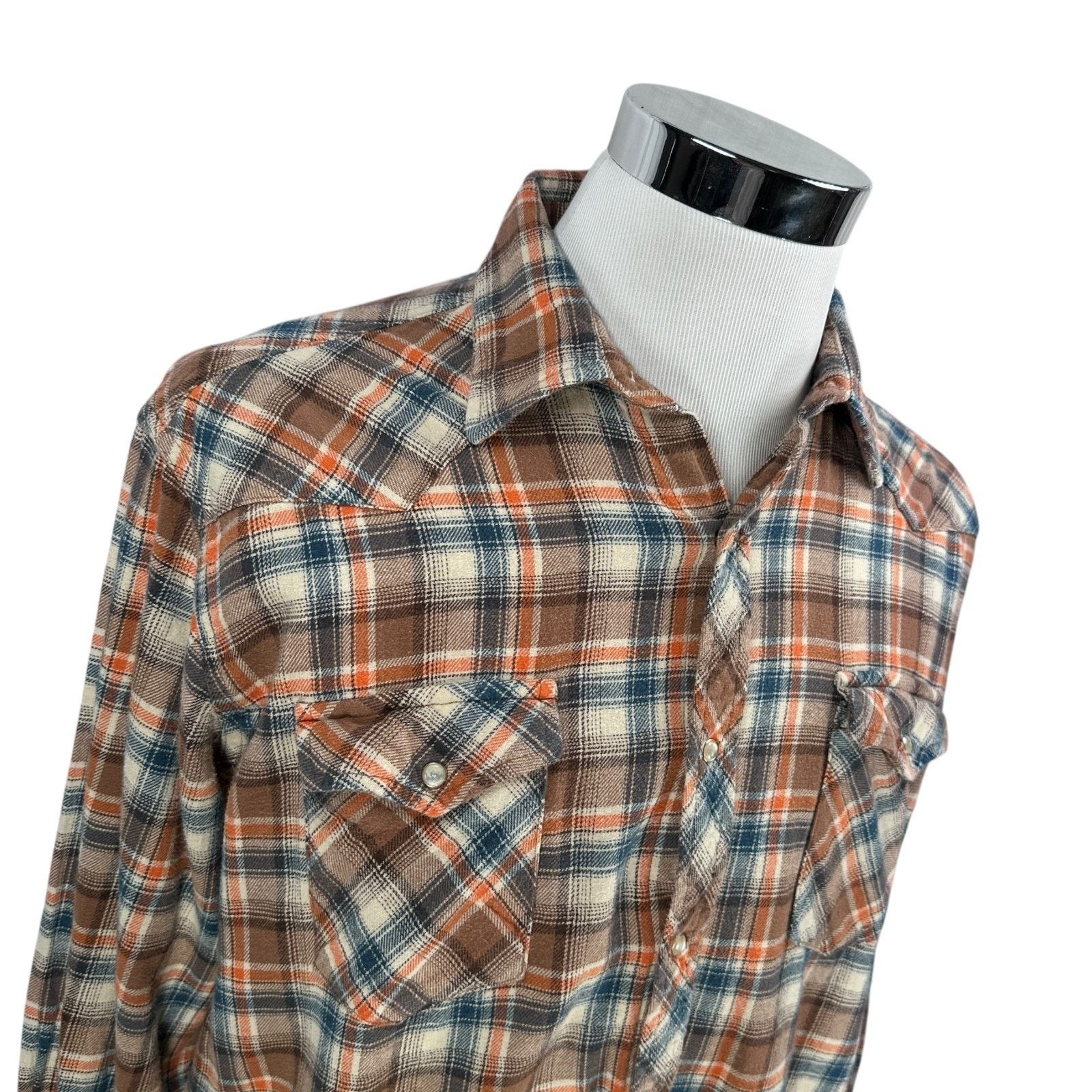 Wrangler Vtg Wrangler Flannel Shirt Men’s M Brown Plaid Pearl Snap Size US M / EU 48-50 / 2 - 2 Thumbnail