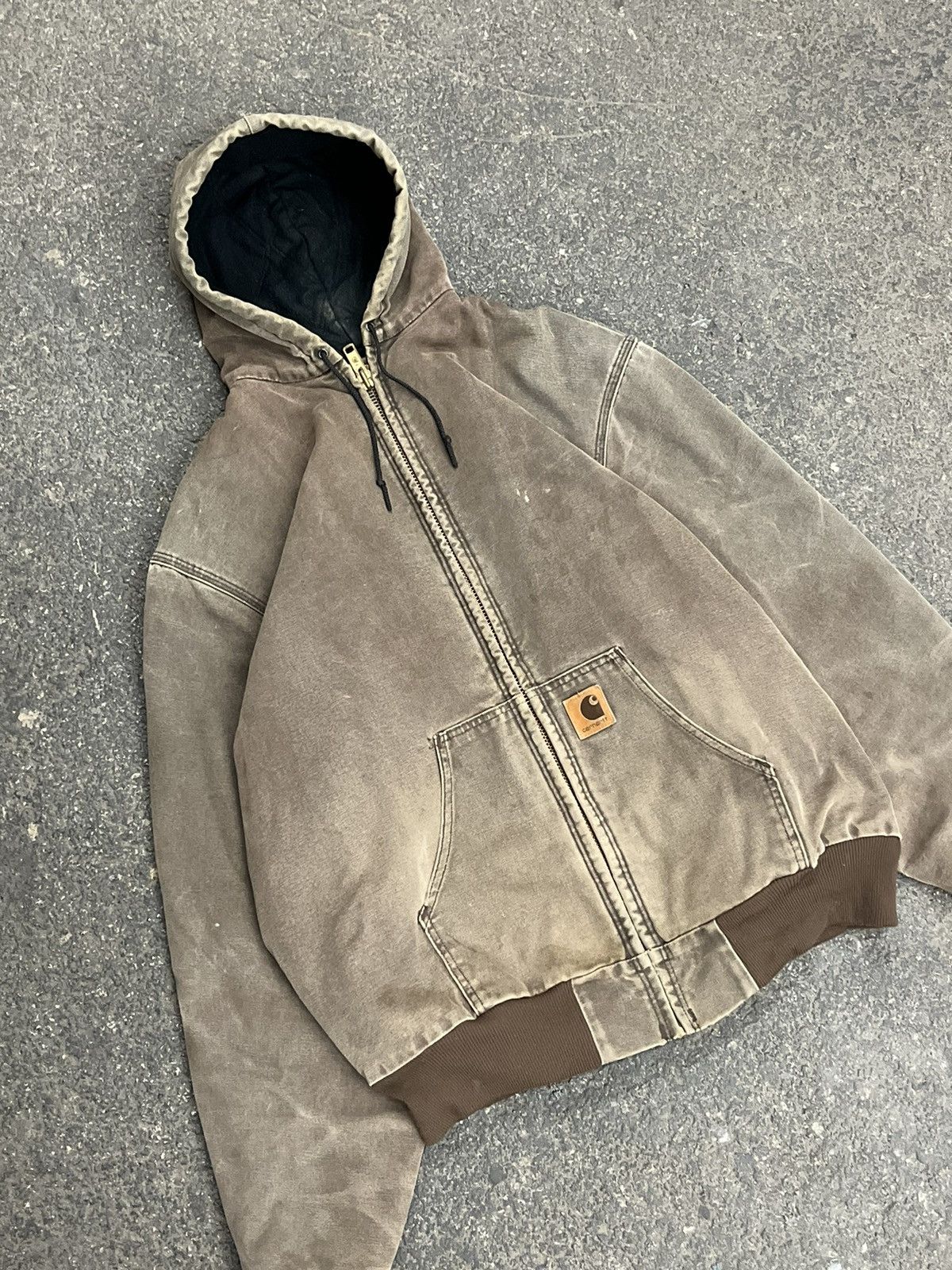 Carhartt × Vintage Carhartt mocha brown sun faded hooded jacket hype rare Size US XL / EU 56 / 4 - 2 Thumbnail