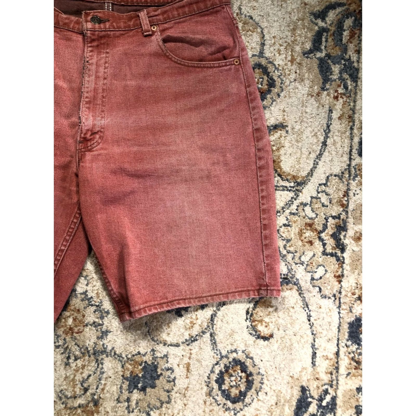 Levi's VINTAGE Levis 560 Denim Shorts Mens 36 Red Relaxed Bermuda Casual Summer Shirt Size US 36 / EU 52 - 5 Thumbnail