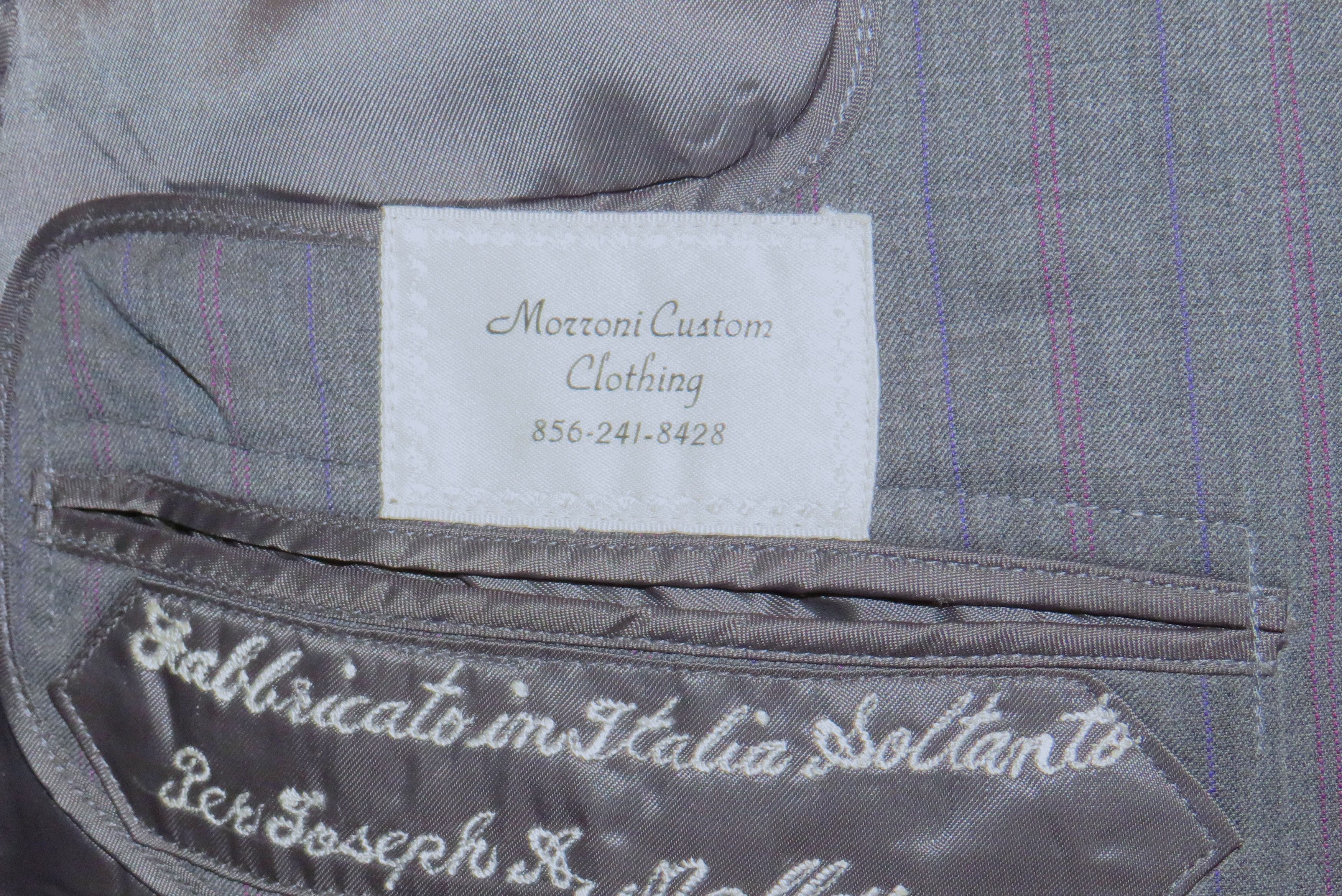 Other Morroni Custom Tailoring Gray Striped Three Button Suit 40L Size 40L - 15 Thumbnail