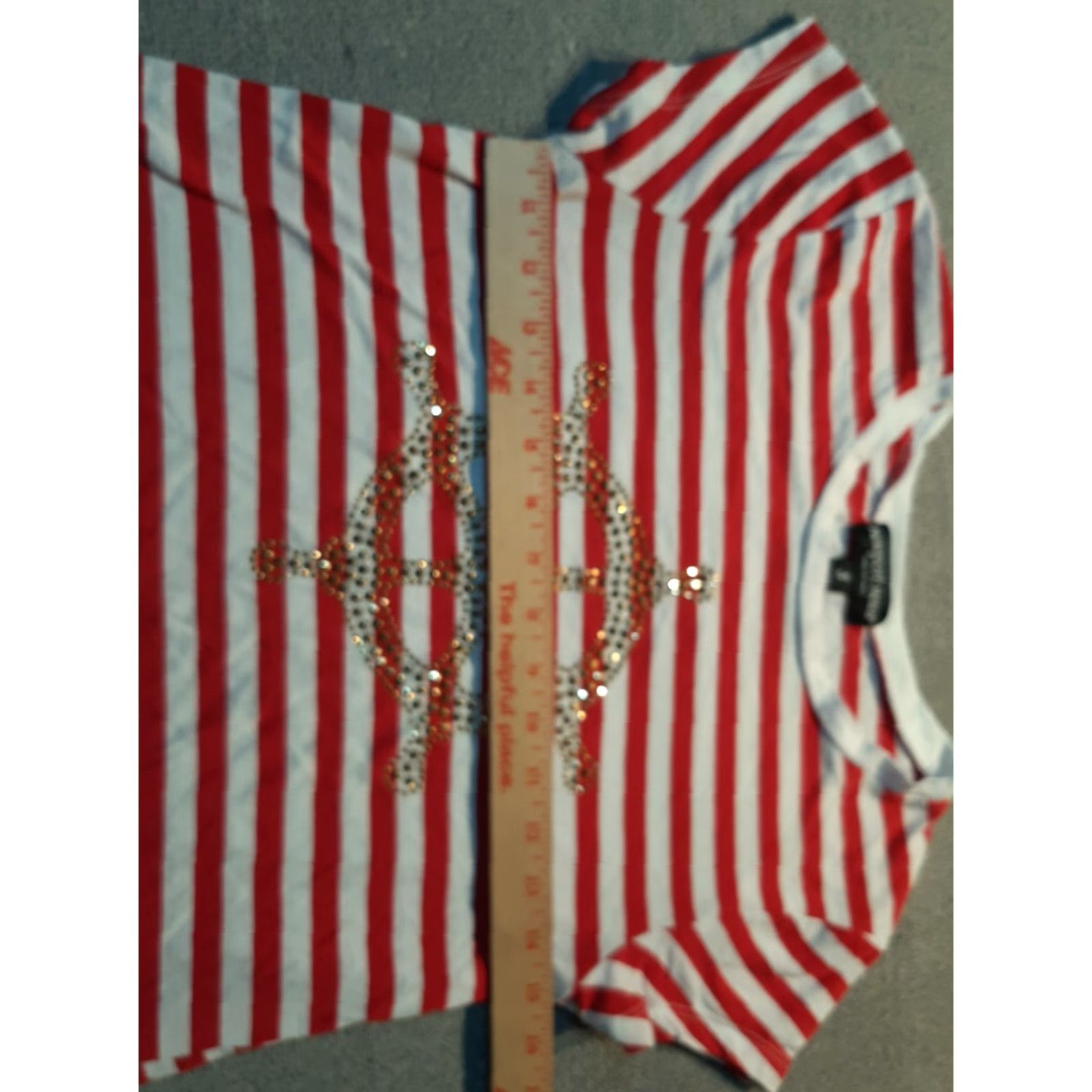 Vintage Newport News Women's Shirt S Striped Nautical Ship Wheel Red White Velvet Top Size S / US 4 / IT 40 - 5 Thumbnail