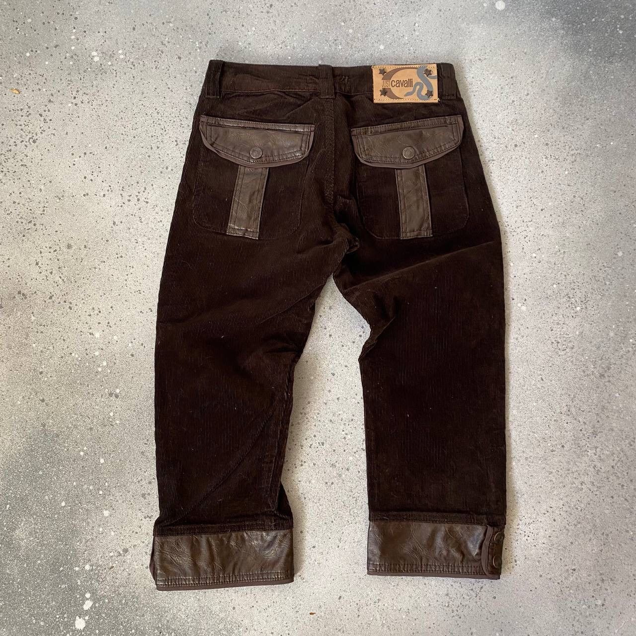 Just Cavalli Just Cavalli Vintage Leather/Corduroy Cropped Pants Y2K Size 26" / US 2 / IT 38 - 4 Thumbnail
