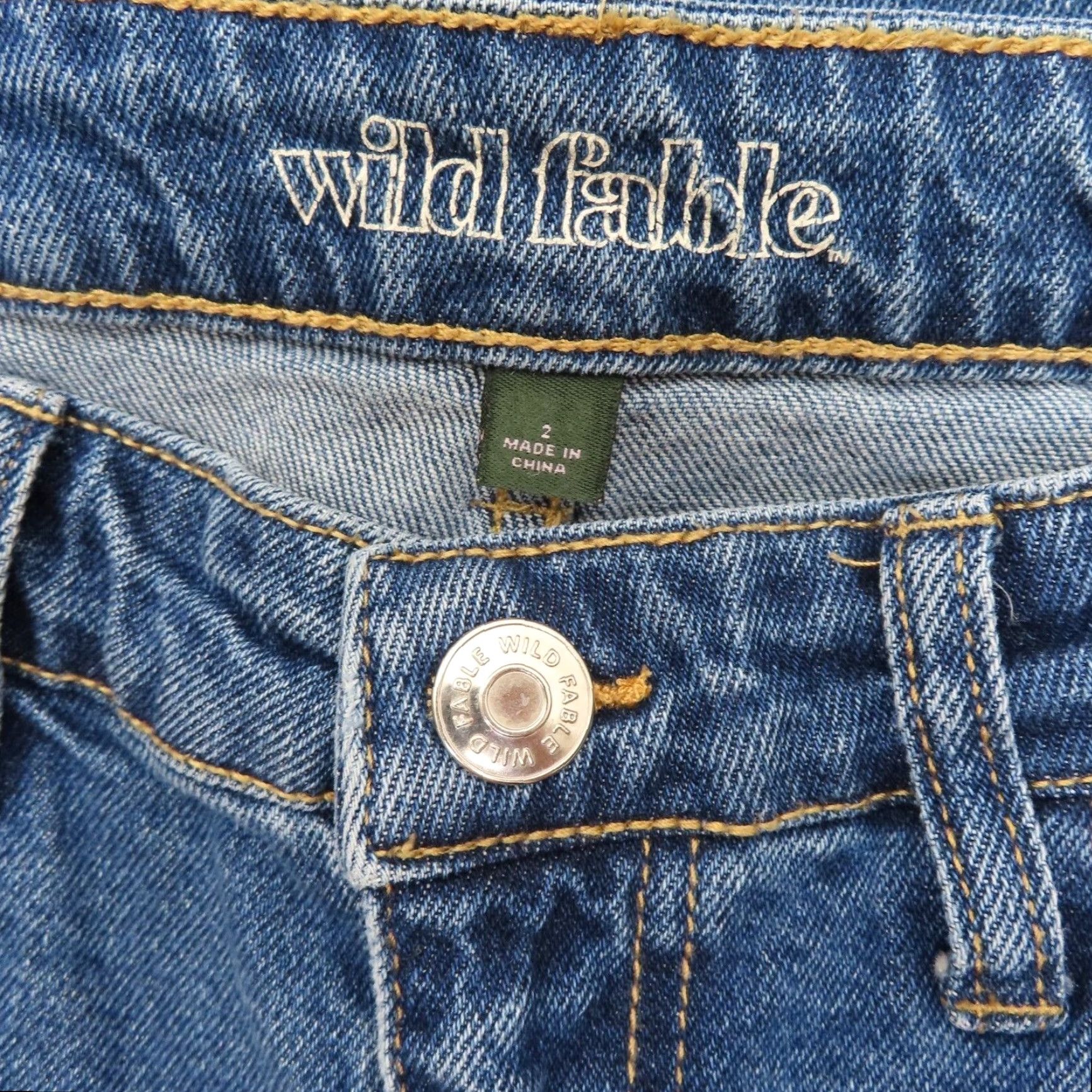 Vintage Wild Fable Womens Jeans 2 Medium Blue Wash Denim Distressed Raw Hem Cotton Blend Straight 5-Pocket Mens Womens Girls? Size 26" / US 2 / IT 38 - 7 Thumbnail