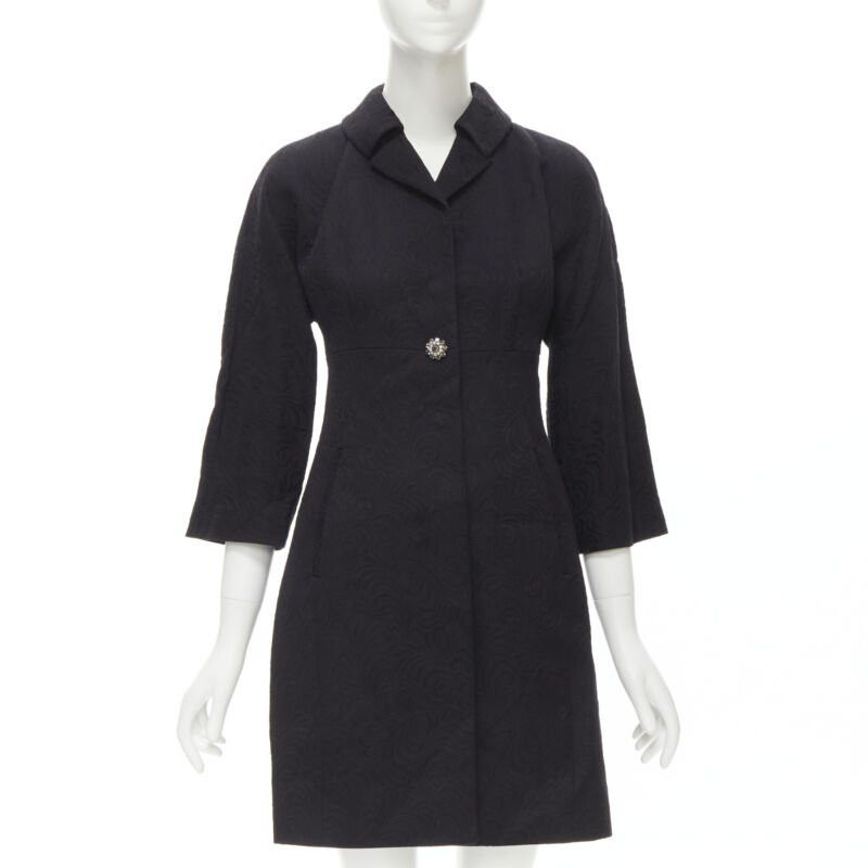 Dolce & Gabbana DOLCE GABBANA black paisley jacquard crystal button 3/4 sleeve coat IT36 XS Size XS / US 0-2 / IT 36-38 - 1 Thumbnail