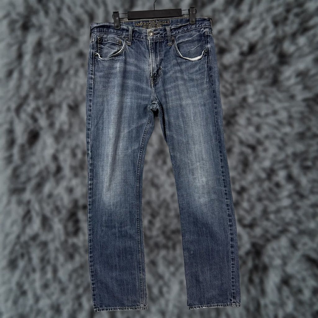 American Eagle Outfitters American Eagle Outfitters Jeans Mens 32x32 Blue Original Straight Denim Classic Grunge 5-Pocket Mens Regular Rise Mid Cotton Denim Pockets Button Zip Size US 32 / EU 48 - 1 Thumbnail