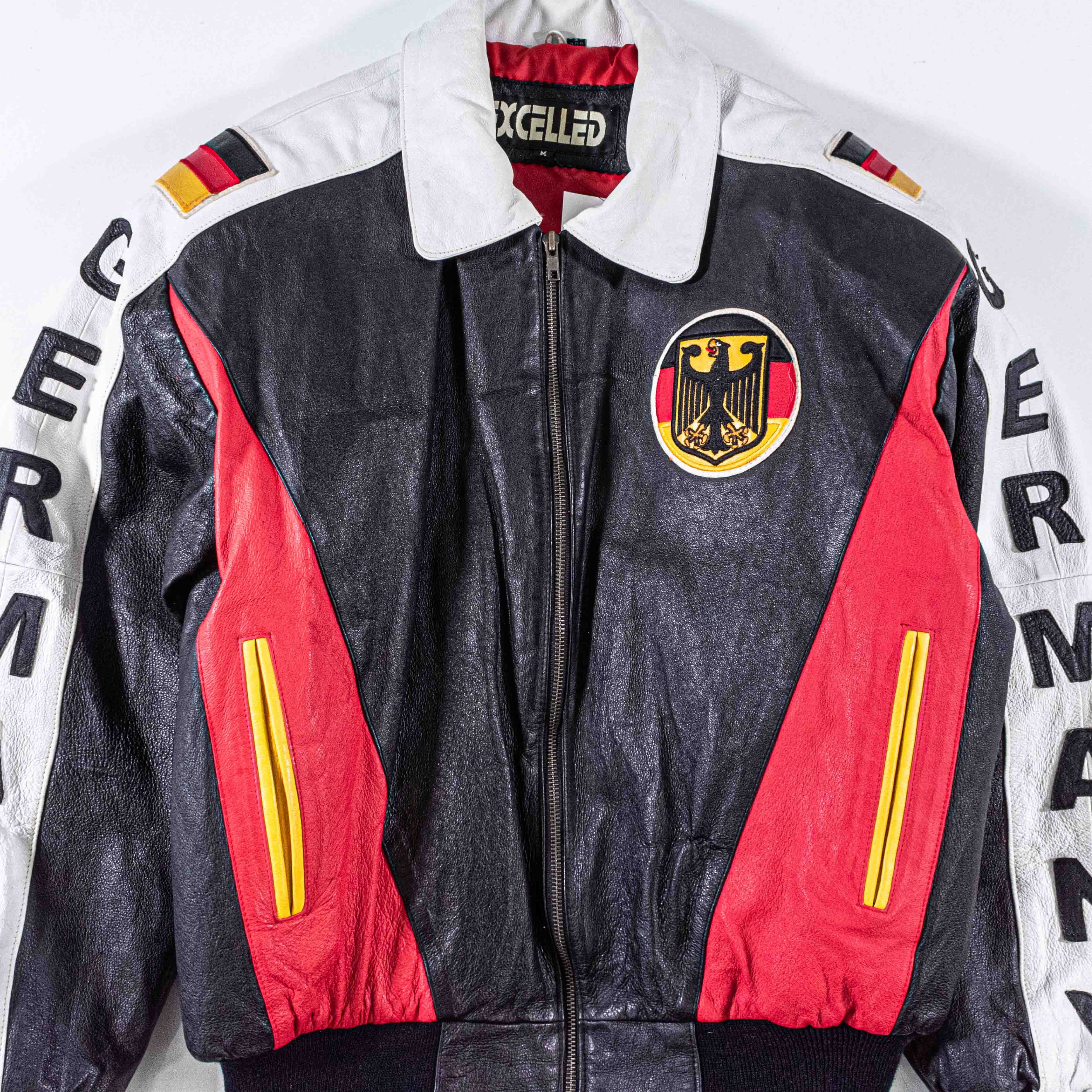 Excelled Excelled Germany Leather Bomber Jacket 90s World Cup Size US M / EU 48-50 / 2 - 4 Thumbnail