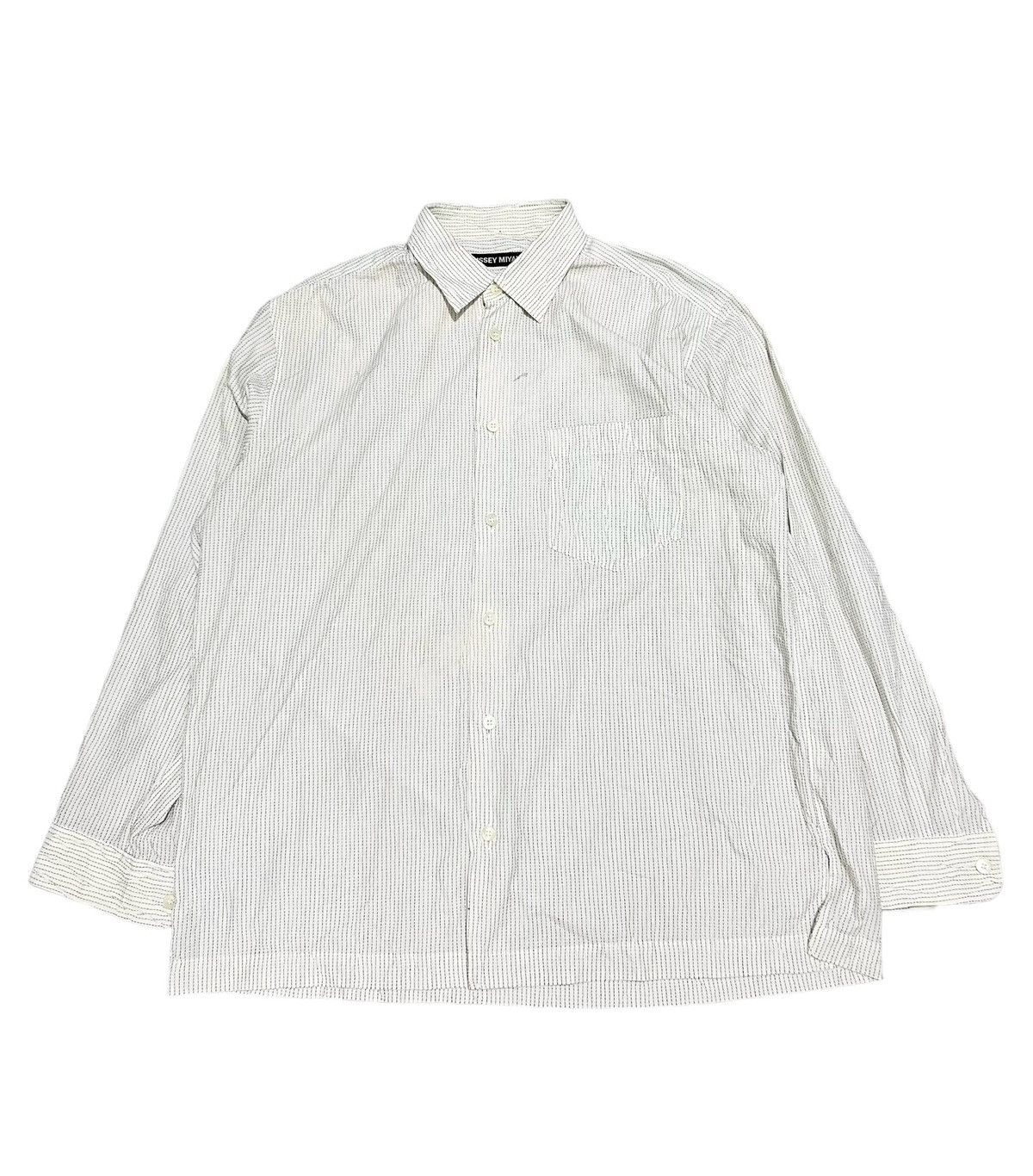 image of Ss09 Issey Miyake Sashiko Stitch Shirt in White, Men's (Size Medium)