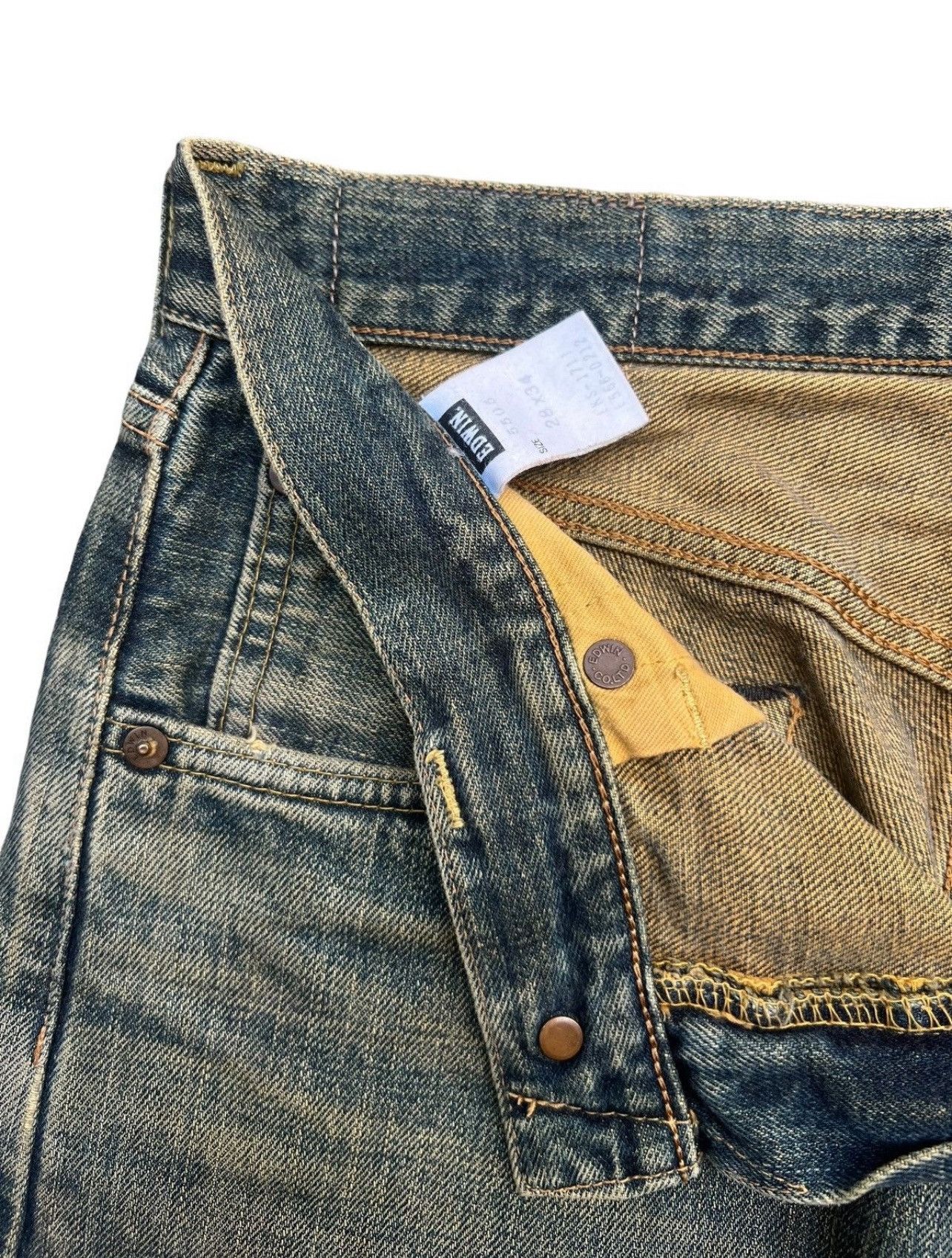 Edwin Edwin 505x Selvedge Distressed Mudwash Wide Jeans 31x30 Size US 31 - 12 Thumbnail