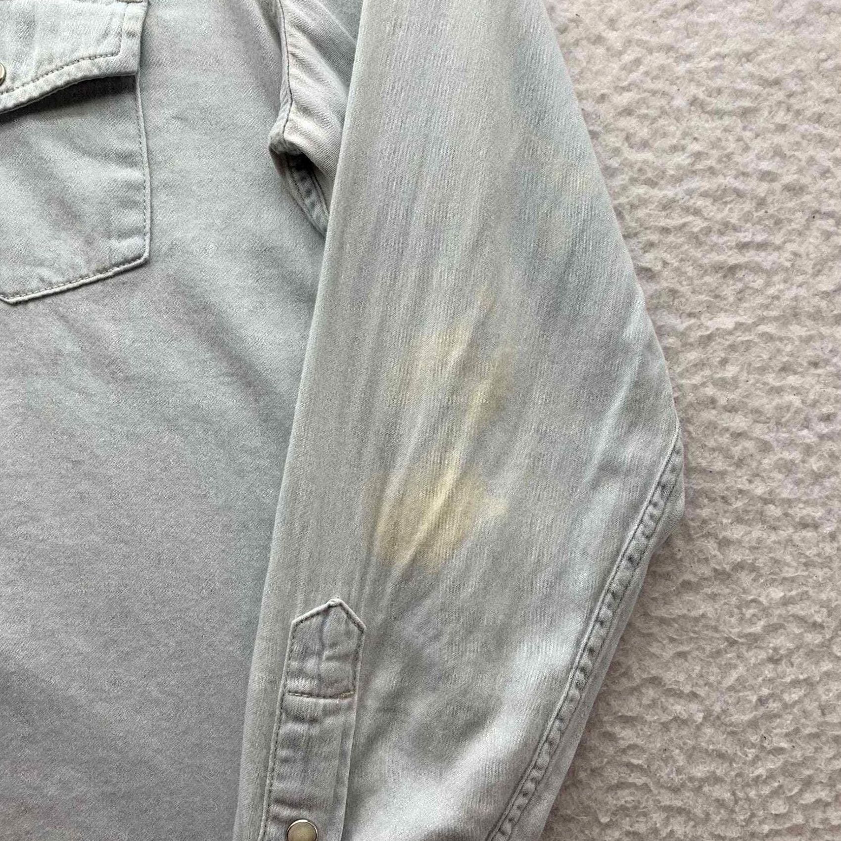 Lucky Brand Lucky Brand Pearl Snap Shirt Womens Large L Distressed Acid Wash Yoked Western Size L / US 10 / IT 46 - 2 Thumbnail