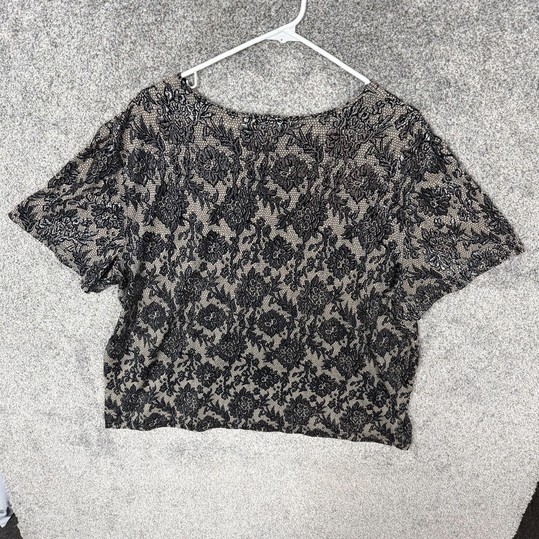 Vintage VINTAGE Courtenay Blouse Womens XL Black Tan Floral Lace 90s Gothic Party Whimsigoth Size XL / US 12-14 / IT 48-50 - 6 Thumbnail