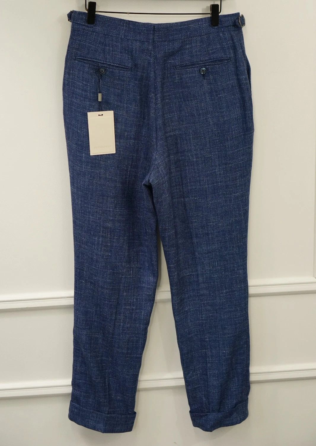 Suitsupply Men Suitsupply Pants Trousers Wool Silk Blue Ethomas US40L Size 40L - 2 Thumbnail