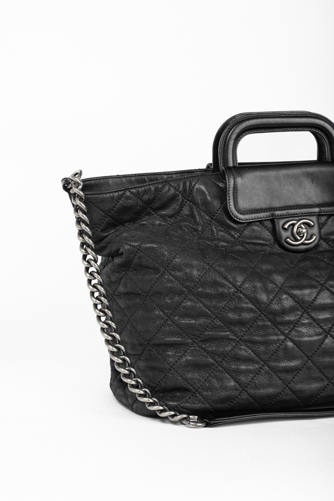 Chanel In-The-Mix Black Iridescent Calfskin Quilted Tote