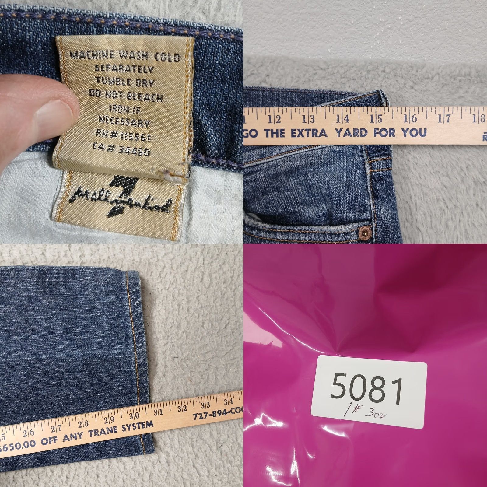 7 For All Mankind 7 For All Mankind Jeans Womens 29 Blue Denim Flare Cotton Lycra Size 29" - 8 Thumbnail