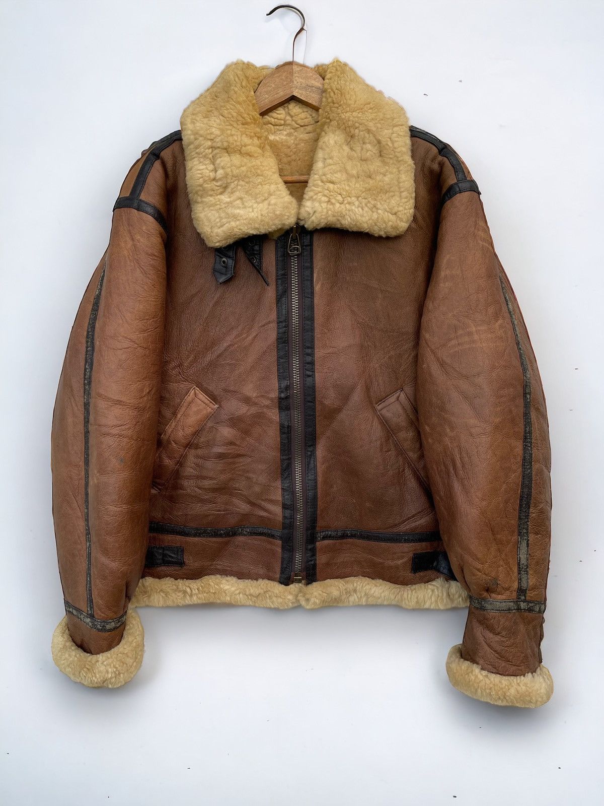 Other 🔥VINTAGE AMERICAN MILITARY TYPE B-3 SHEEPSKIN LEATHER JACKET ...