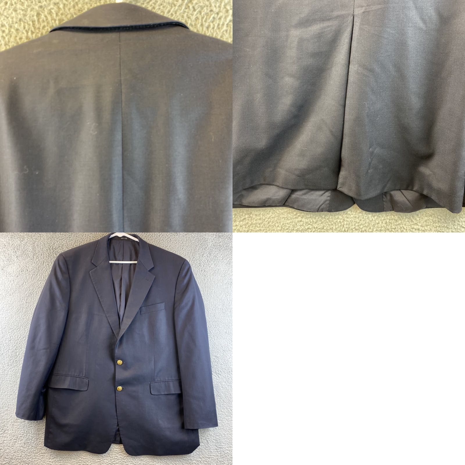 Ralph Lauren RALPH LAUREN Mens 46 L Suit Jacket Navy 100% Wool / 71-44 Two-Button Gold Single-Breasted Notch Lapel Long Coat/Cut Regular Fit Vintage No Size 46R - 10 Thumbnail