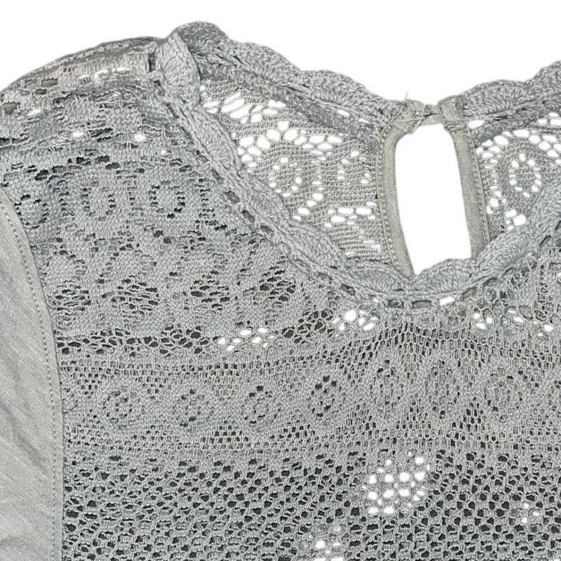 G.H. Bass & Co. Boho Gray Lace crochet long-sleeved blouse Size Medium Size M / US 6-8 / IT 42-44 - 3 Thumbnail
