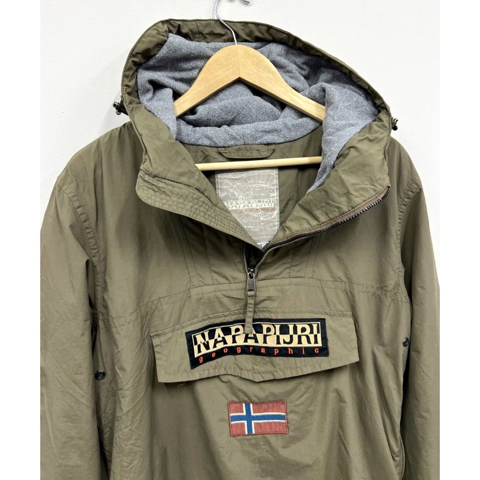 Napapijri Napapijri Jacket Anorak Shirt Men S Dark beige Fleece Lined Zip Logo Vintage No Size US S / EU 44-46 / 1 - 2 Thumbnail
