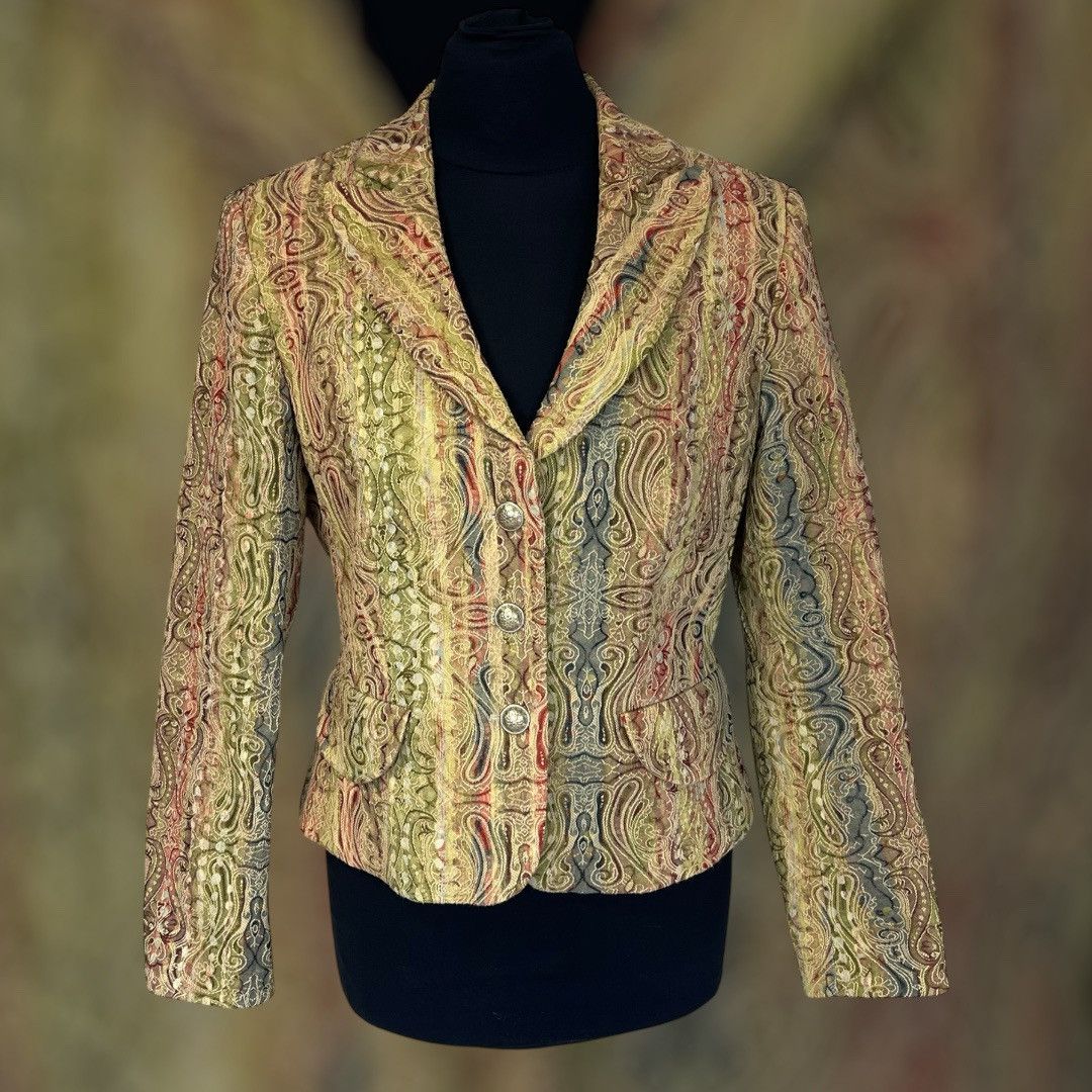 Christian Lacroix × Jean Paul Gaultier × Roberto Cavalli VINTAGE ABSTRACT BLAZER LACROIX JPG CAVALLI STYLE RETRO Size 36S - 1 Thumbnail
