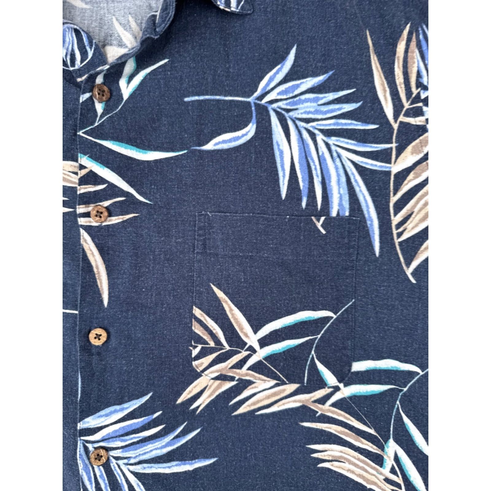 Vintage VINTAGE Vintage Silk Shirt Men XL Blue Leaf Linen Blend Button Hawaiian Beach Shirt Size US XL / EU 56 / 4 - 6 Thumbnail