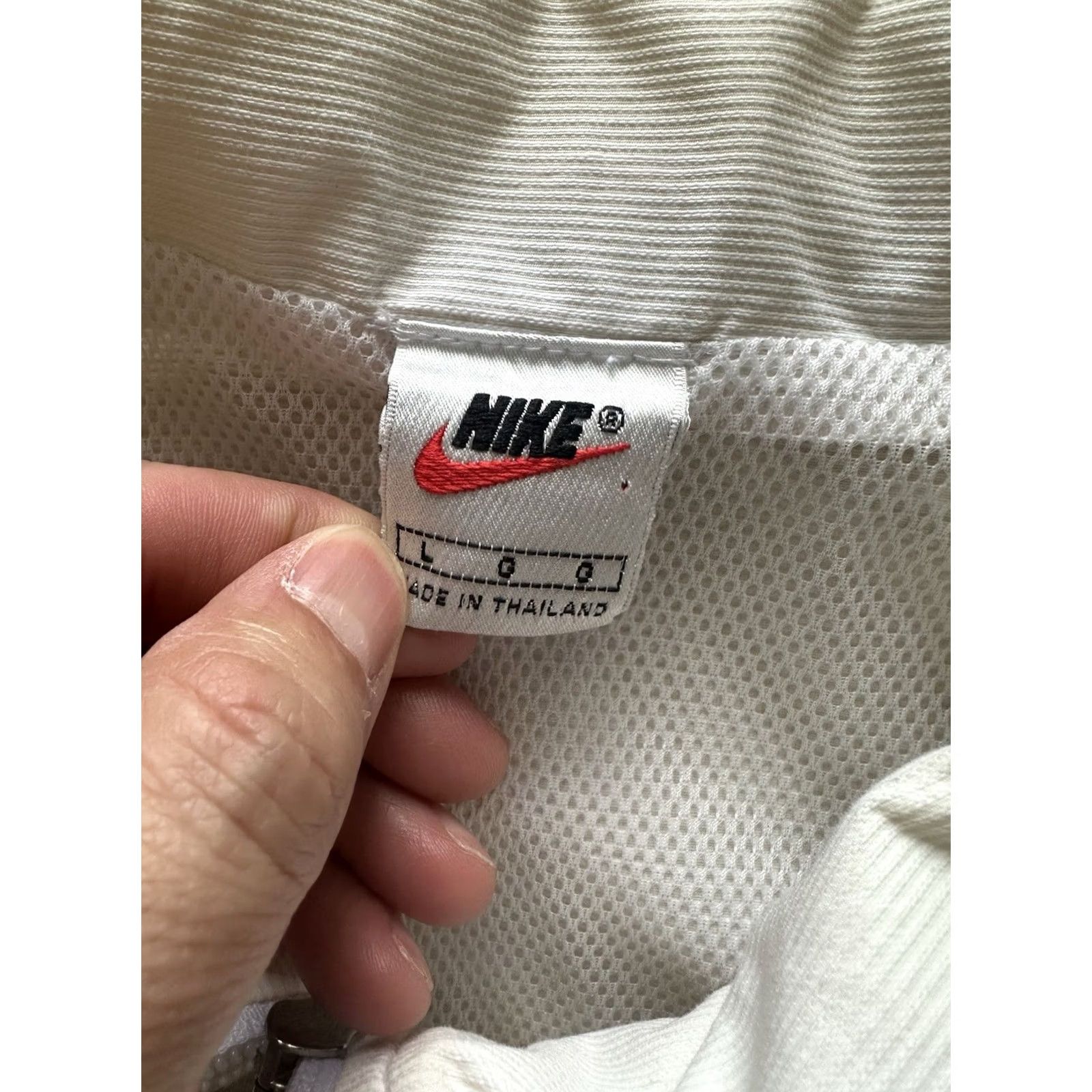 Nike VINTAGE Nike Terry Cloth Jacket Mens Large White 90s Windbreaker Full Zip Pockets Lesson: Andre Agassi Tennis Size US L / EU 52-54 / 3 - 7 Thumbnail