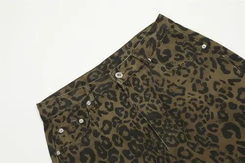 VIBE Loose casual punk washed workwear leopard print jeans y2k Size US 32 / EU 48 - 4 Thumbnail