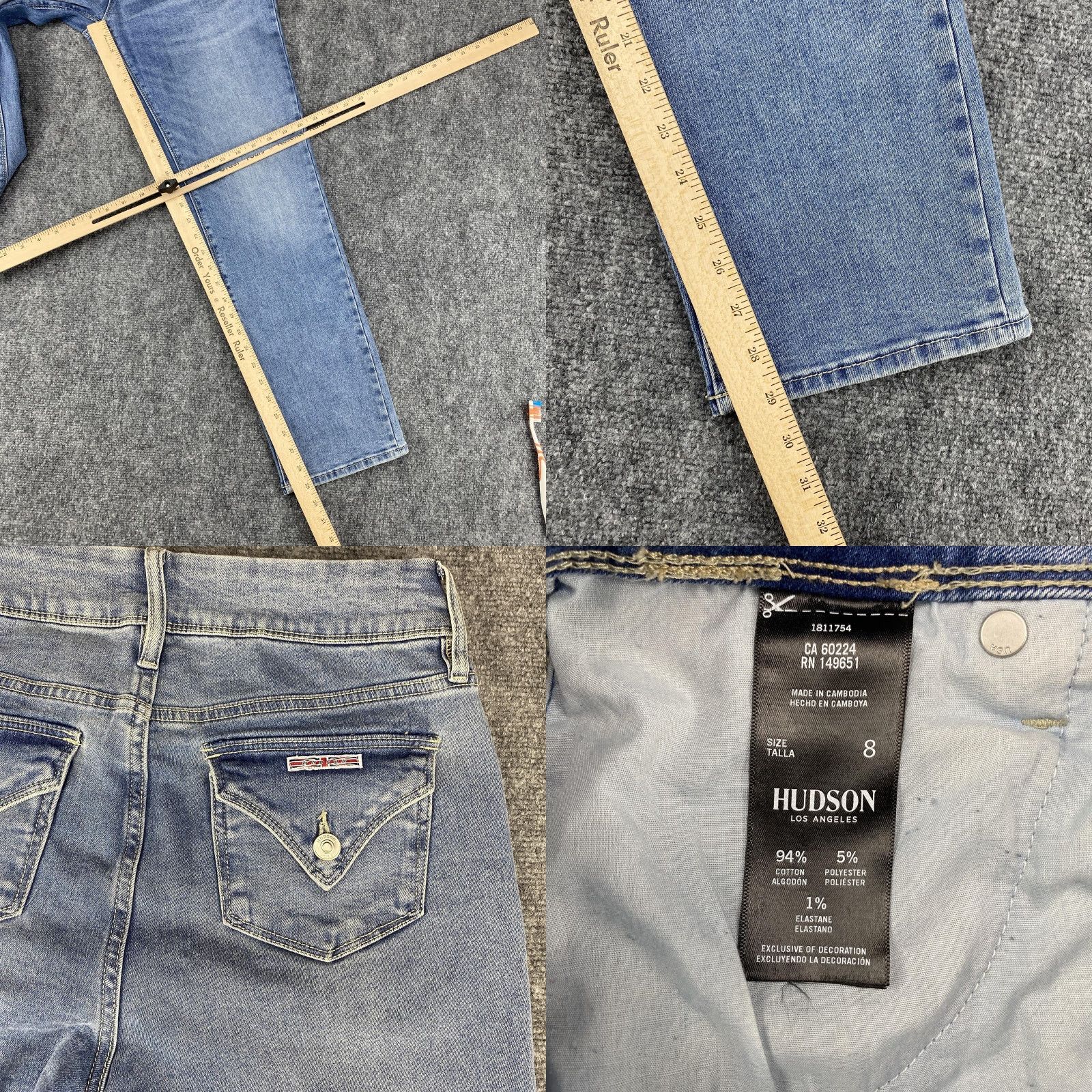 Hudson Hudson Jeans Womens 8 Light Blue Straight Leg Denim Stretch Back Pockets Flap Logo Patch 31 In Waist 31 In Inseam Regular Rise Mid Zip Fly Belt Loops Size 30" / US 8 / IT 44 - 8 Thumbnail