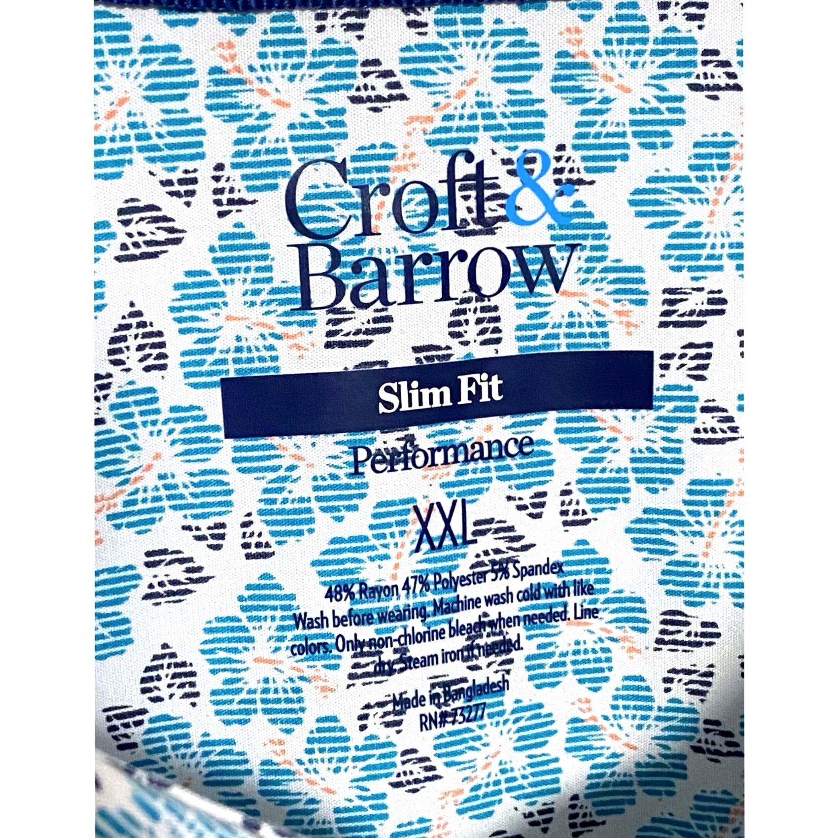 Croft & Barrow VINTAGE Croft&Barrow Slim Fit Performance Button Shirt Mens 2XL Floral Tropical Vacation Beach Casual Travel Wedding Short Sleeve Mens Shirt Size US XXL / EU 58 / 5 - 6 Thumbnail