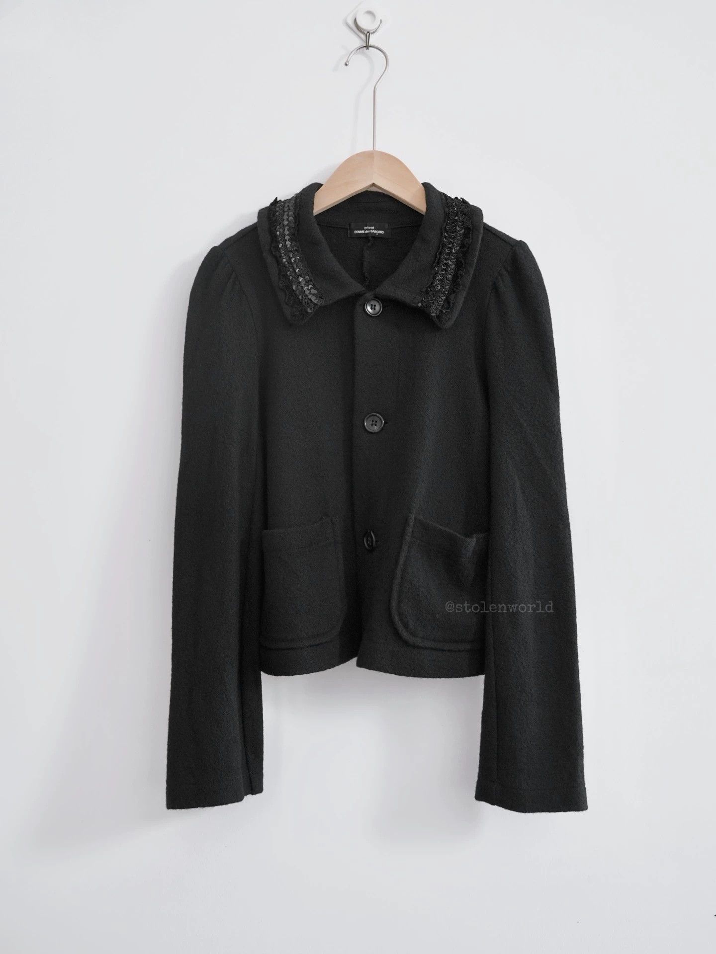 Comme des Garcons Comme des Garçons Sequin-Trimmed Wool Short Jacket Size S / US 4 / IT 40 - 1 Thumbnail
