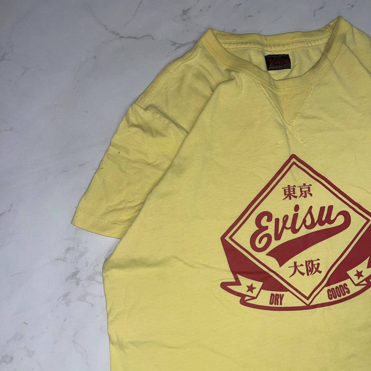 Evisu Evisu Japanese Vintage T-shirt Big Logo Yellow Size XL Tee Size US XL / EU 56 / 4 - 3 Thumbnail