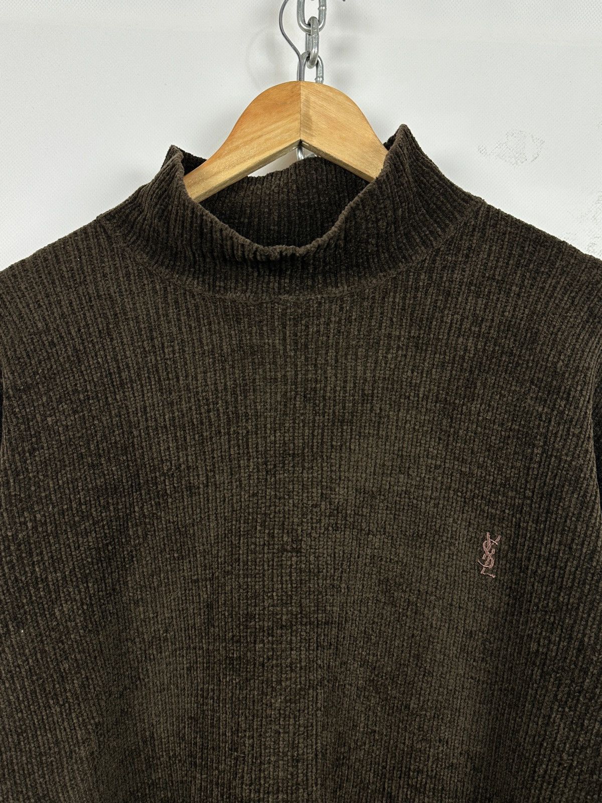 Yves Saint Laurent Vintage Yves Saint Laurent YSL Mock Neck Ribbed Sweater Size US L / EU 52-54 / 3 - 6 Thumbnail