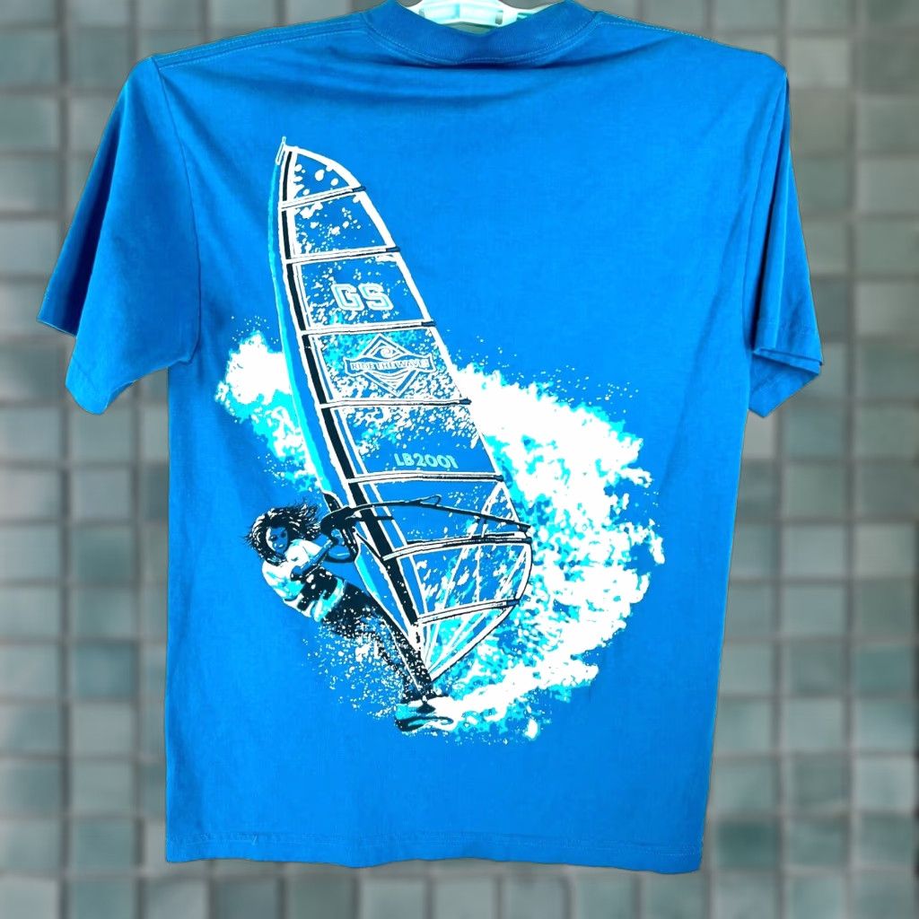 Vintage VINTAGE Little Brownie T-Shirt Men Adult M Blue Ride The Wave Graphic Surfing Wind Ocean Beach 90s Size US M / EU 48-50 / 2 - 1 Thumbnail