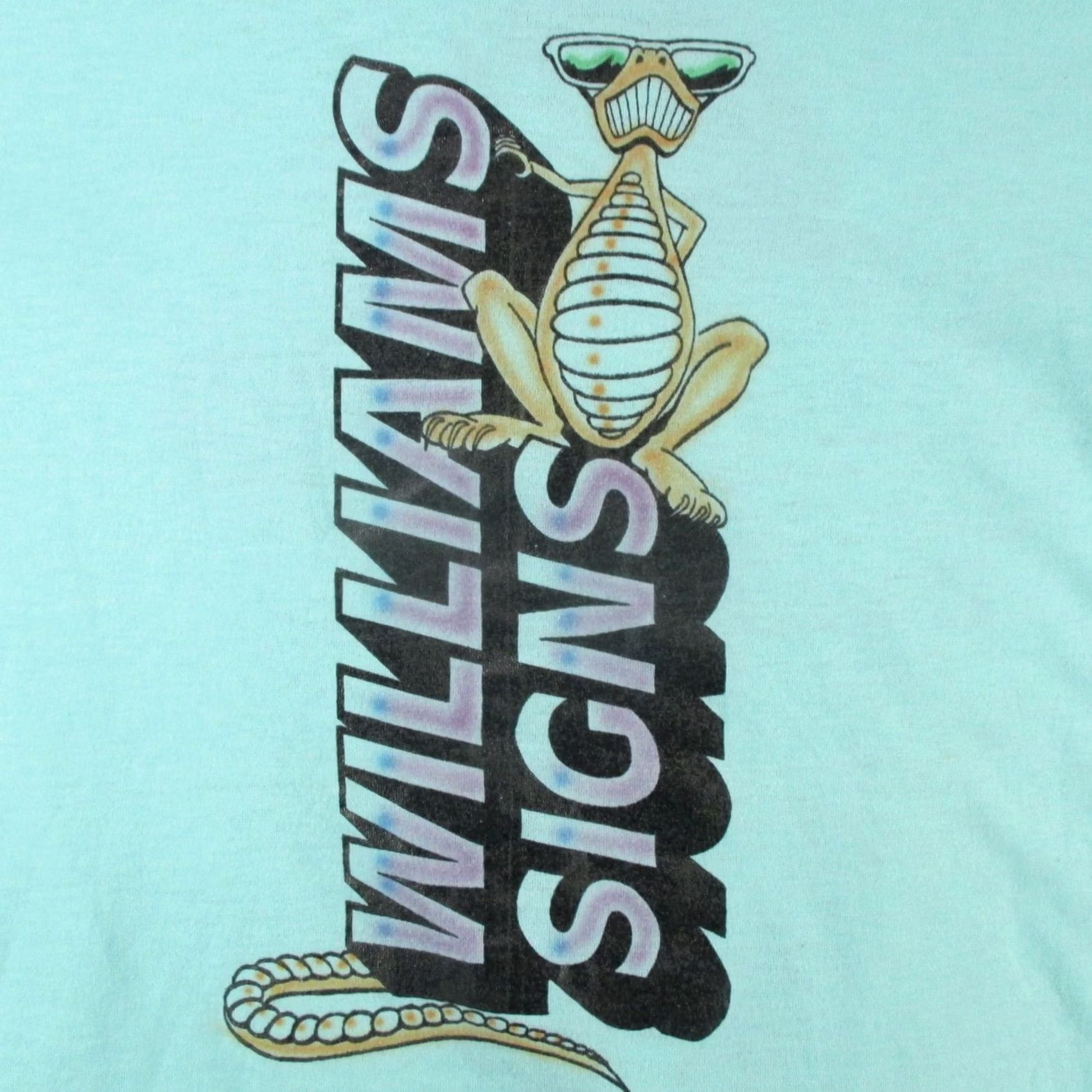 Vintage VINTAGE 80s WILLIAMS SIGNS CARTOON T-Shirt LARGE 2-SIDED PAPER THIN single stitch Size US L / EU 52-54 / 3 - 5 Thumbnail