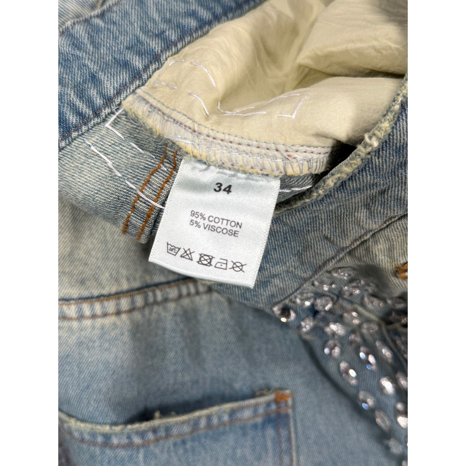 Vale Vale Denim Shorts Side Crystals With Drawstring Size US 34 / EU 50 - 4 Thumbnail