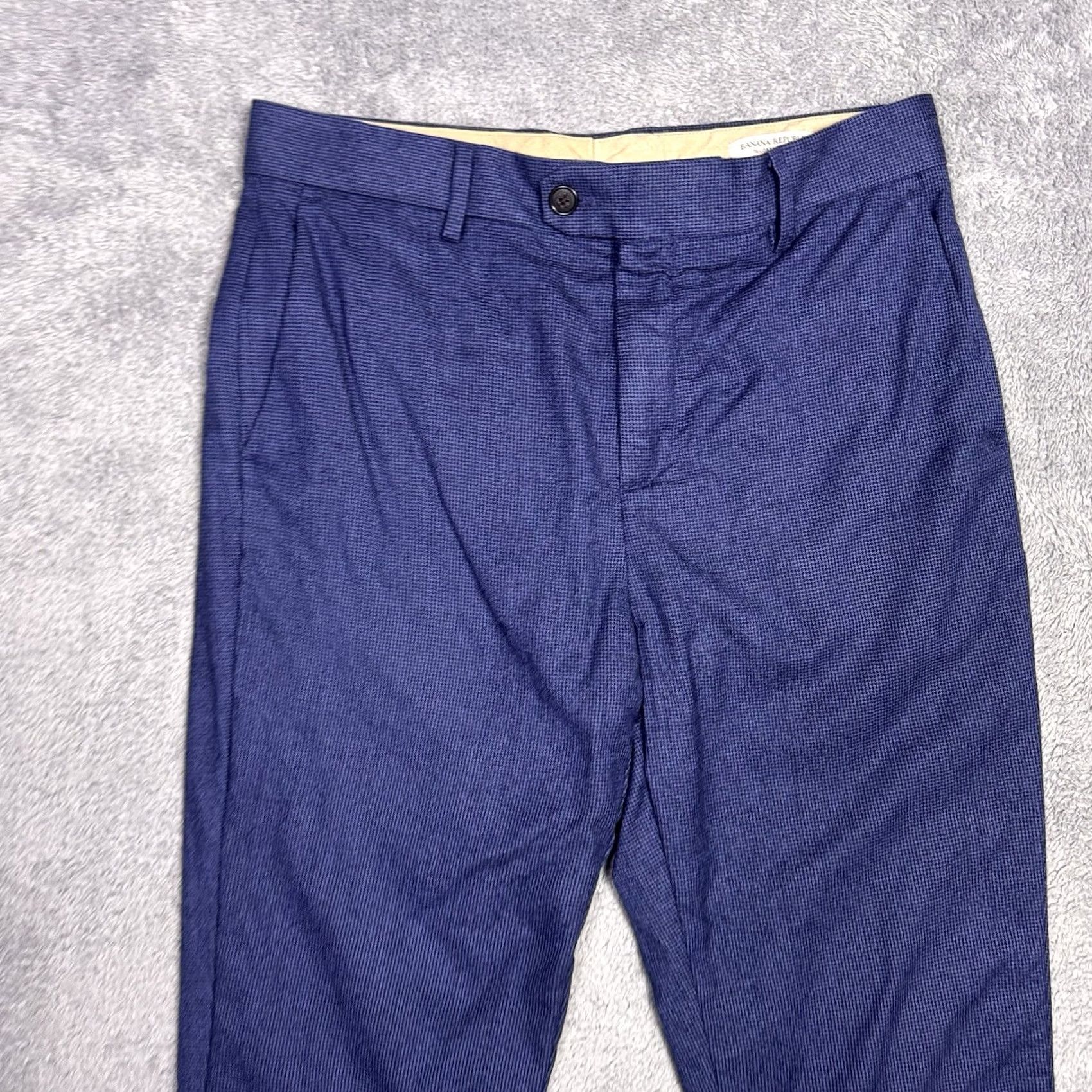 Banana Republic Banana Republic Pants Mens 32R Flannel 120s Vitale Barberis Canonico Wool Slim Flat Front Dress Pants Men Blue Geometric H Cotton? Size US 32 / EU 48 - 3 Thumbnail