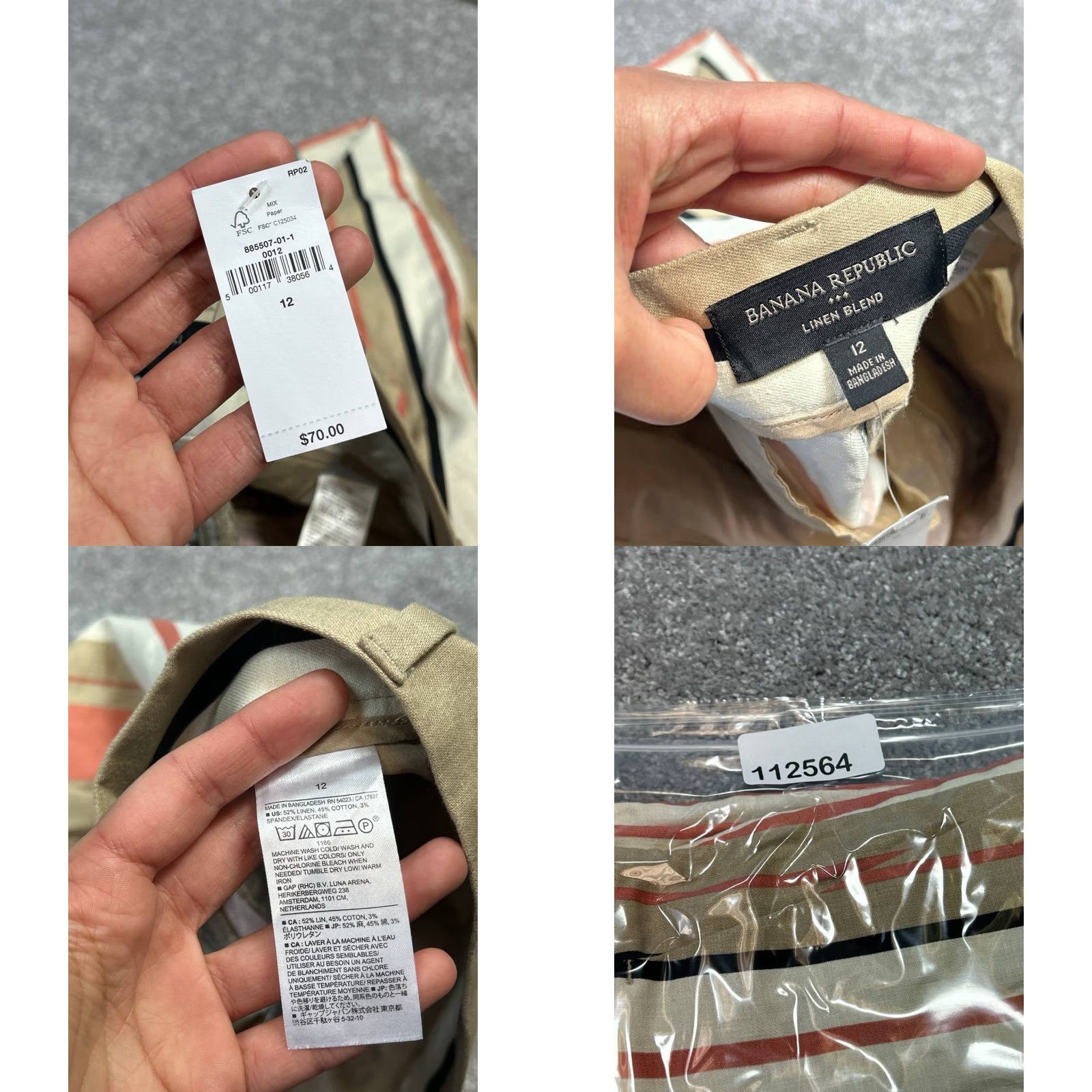 Banana Republic Banana Republic Linen Blend Trouser Shorts Womens 12 Multicolor Striped Stretch Shirt Women Casual Summer 12 Banana Republic Mens? Size 34" / US 12 / IT 48 - 8 Thumbnail