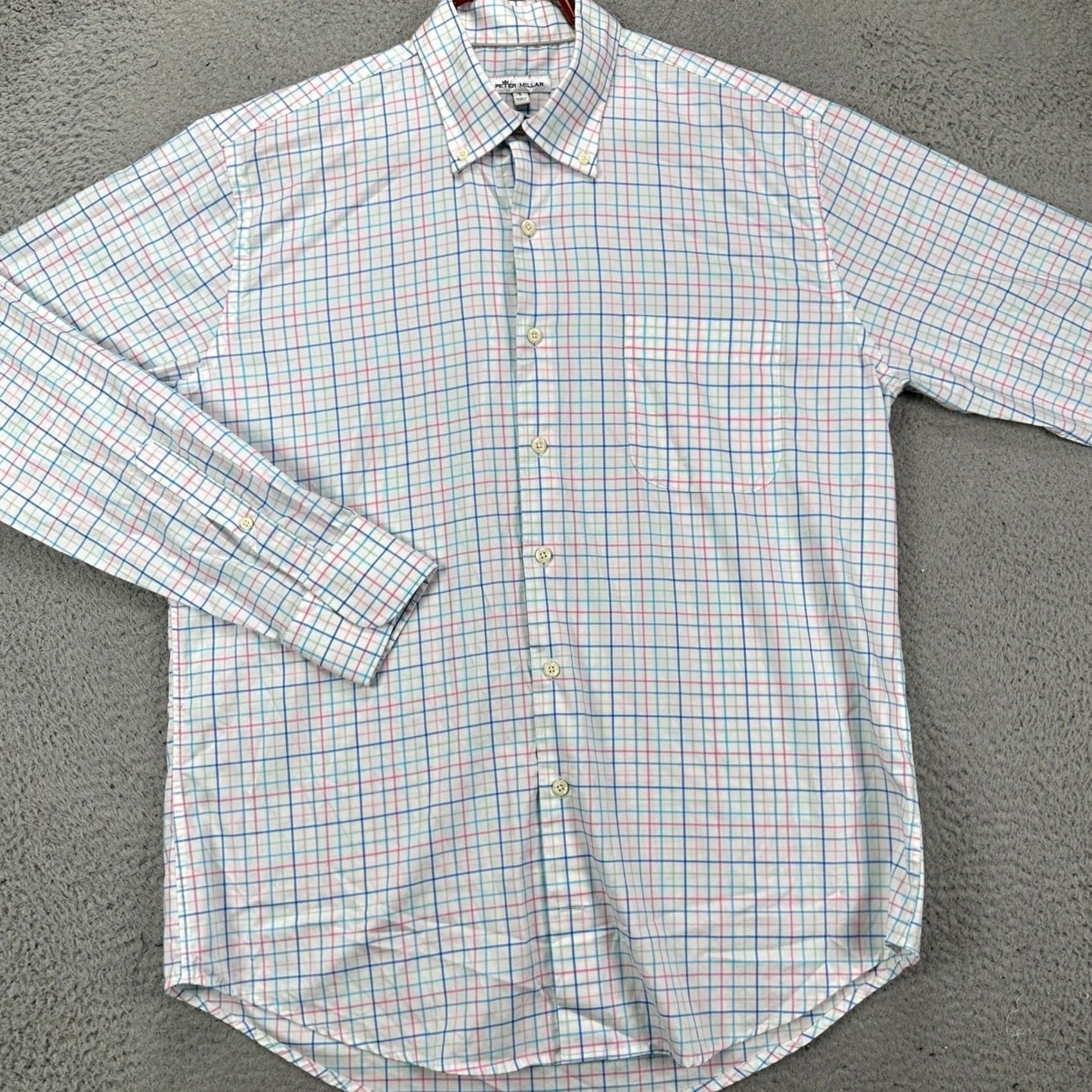 Peter Millar VINTAGE Peter Millar Shirt Button Down Mens Large Blue Red Plaid Pocket Stretch Casual Size US L / EU 52-54 / 3 - 2 Thumbnail