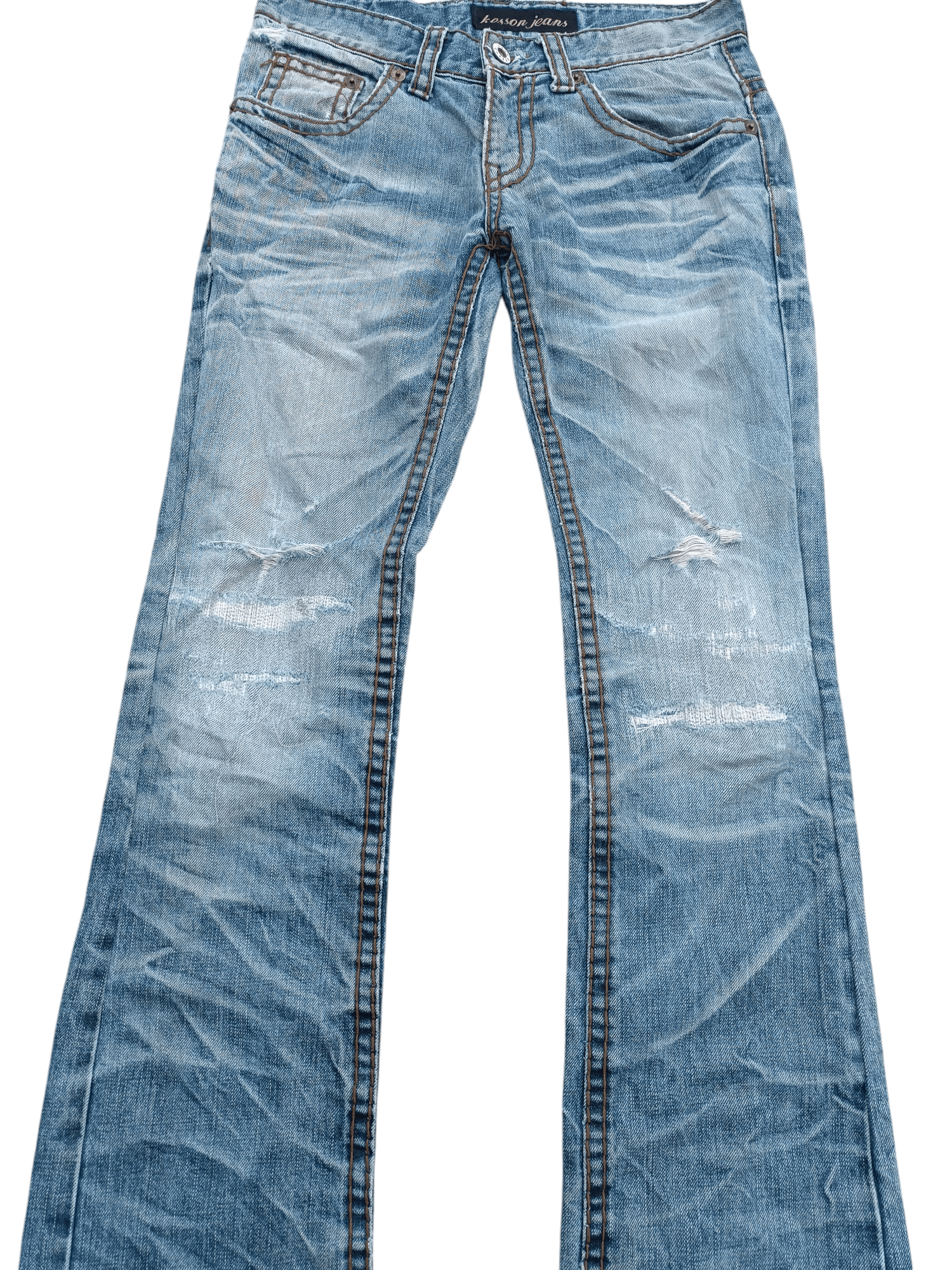 If Six Was Nine × Japanese Brand × Le Grande Bleu (L.G.B.) FLARED🔥Japanese Brand Kesson Distressed Whiskers Denim E192 Size US 31 - 2 Thumbnail