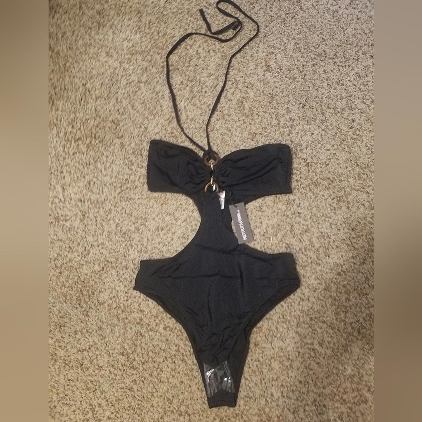 Designer PrettyLittleThing Black Cutout One-Piece Swimsuit Size 6 Size ONE SIZE - 1 Preview