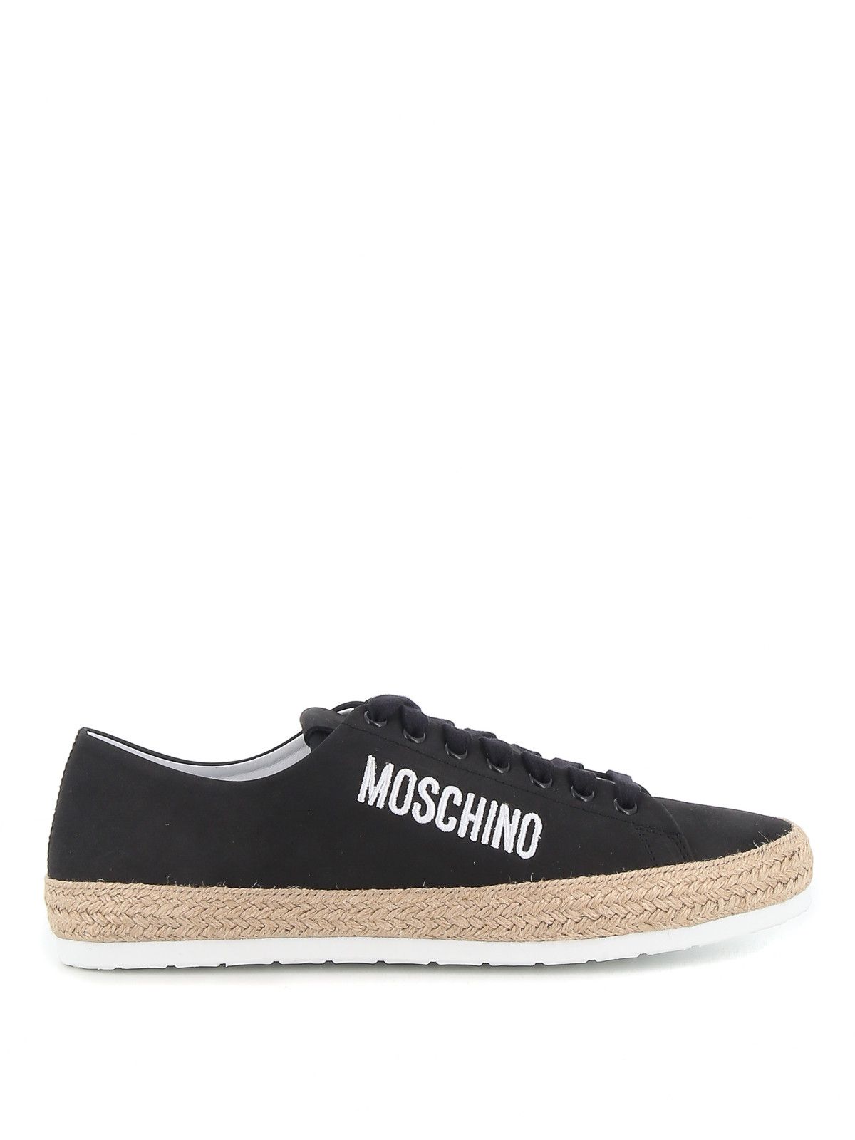 Moschino o1y0225 Logo Embroidered Espadrilled in Black/Beige Size US 6 / EU 39 - 1 Thumbnail