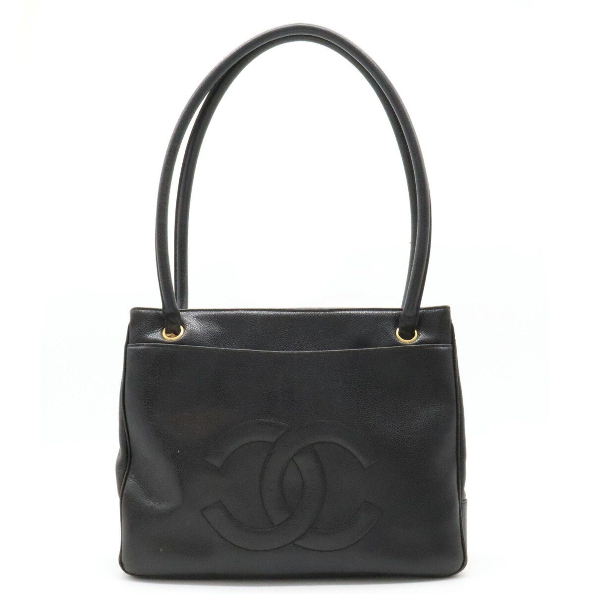 image of Chanel Cocomark Tote Bag Shoulder Caviar Skin Leather Black, Women's