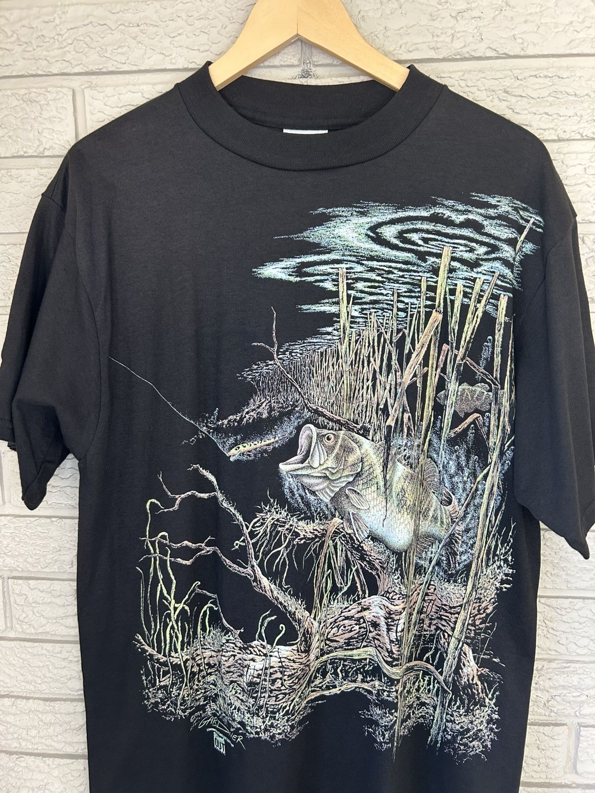 Vintage Vintage 90s Bass Fishing T Shirt Size US L / EU 52-54 / 3 - 2 Thumbnail
