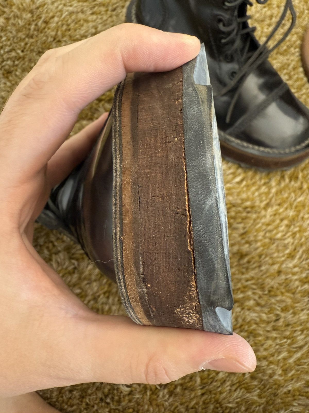 Acne Studios Acne Studios Patent Leather and Cork Combat Boot Size US 10.5 / EU 43-44 - 5 Thumbnail