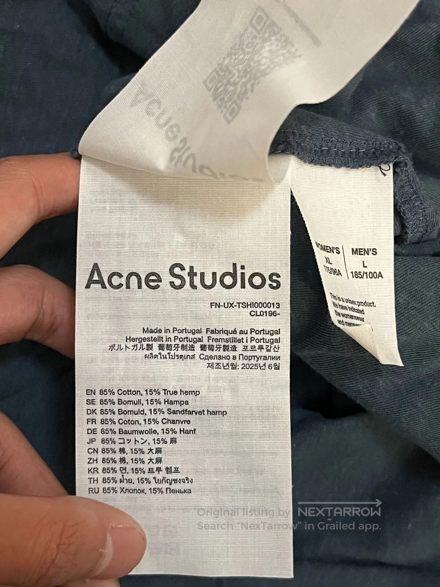 Acne Studios Acne Studios Deep Blue Crew-Neck T-Shirt. Size US L / EU 52-54 / 3 - 4 Thumbnail