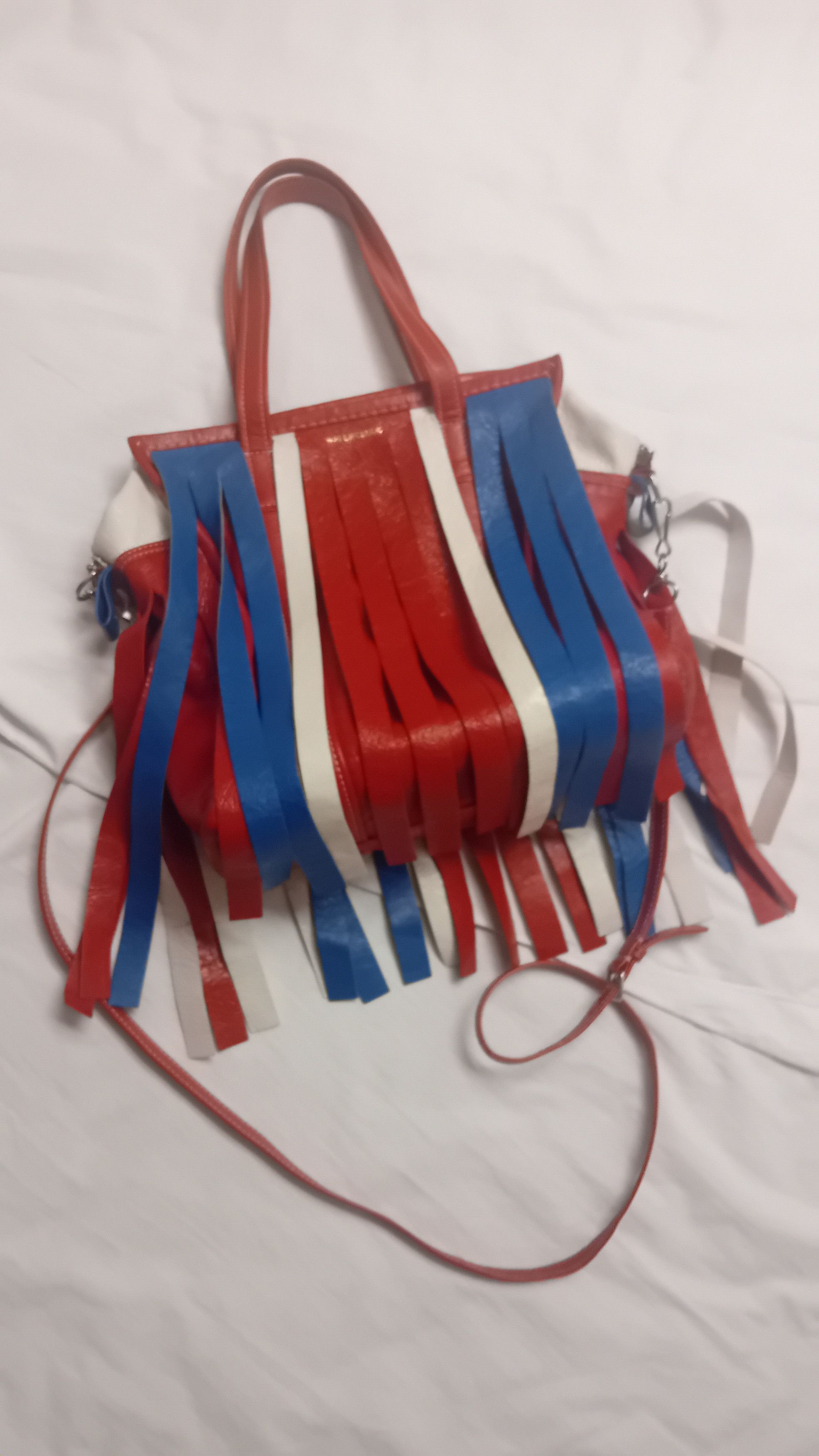 Balenciaga Balenciaga Bazar Bag SS2017 Red/White/Blue Fringe Demna Era Size ONE SIZE - 4 Thumbnail